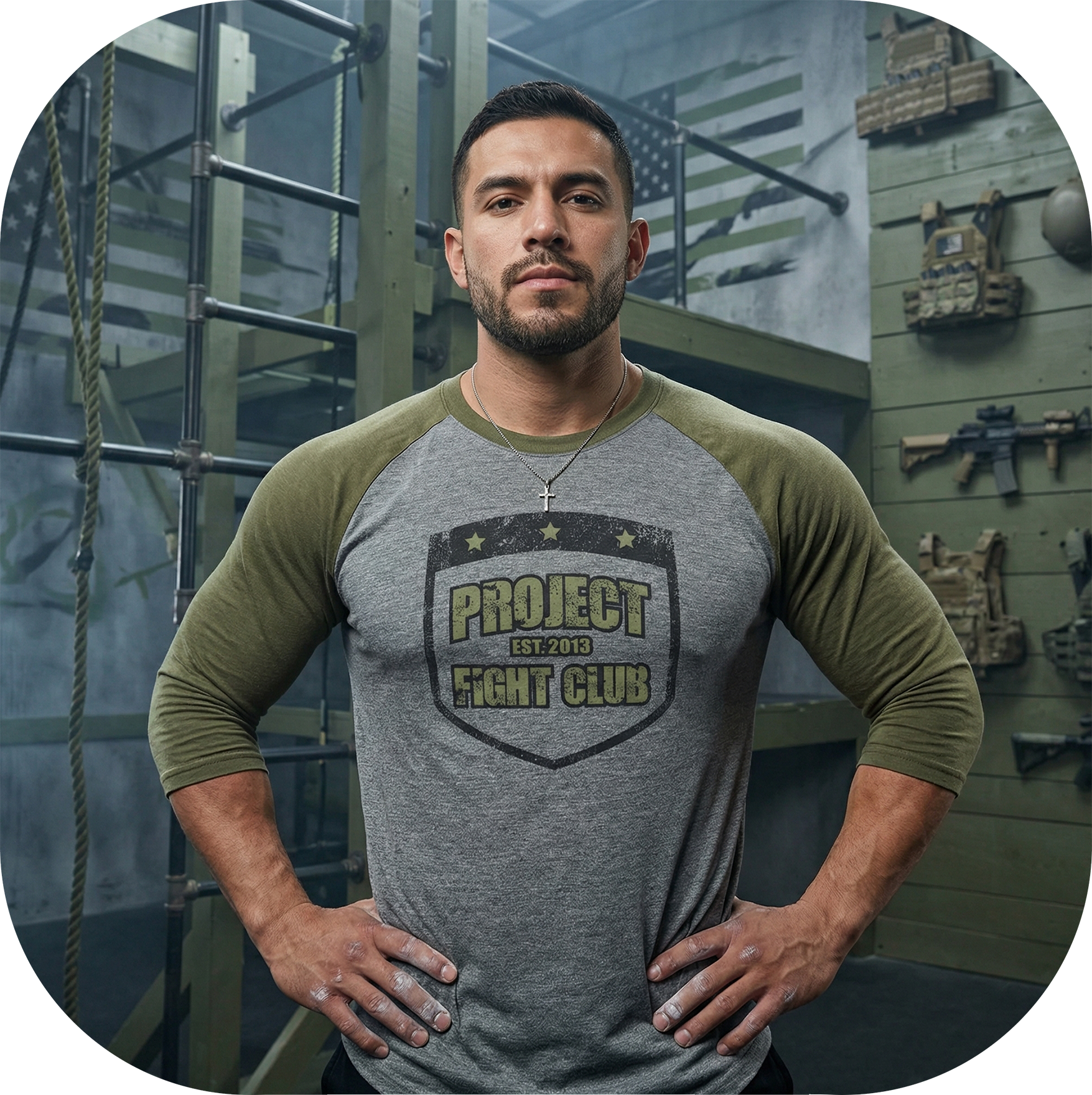 GREY & ARMY BASEBALL TEE 2 - HONOR SOLDIERS & VETERANS