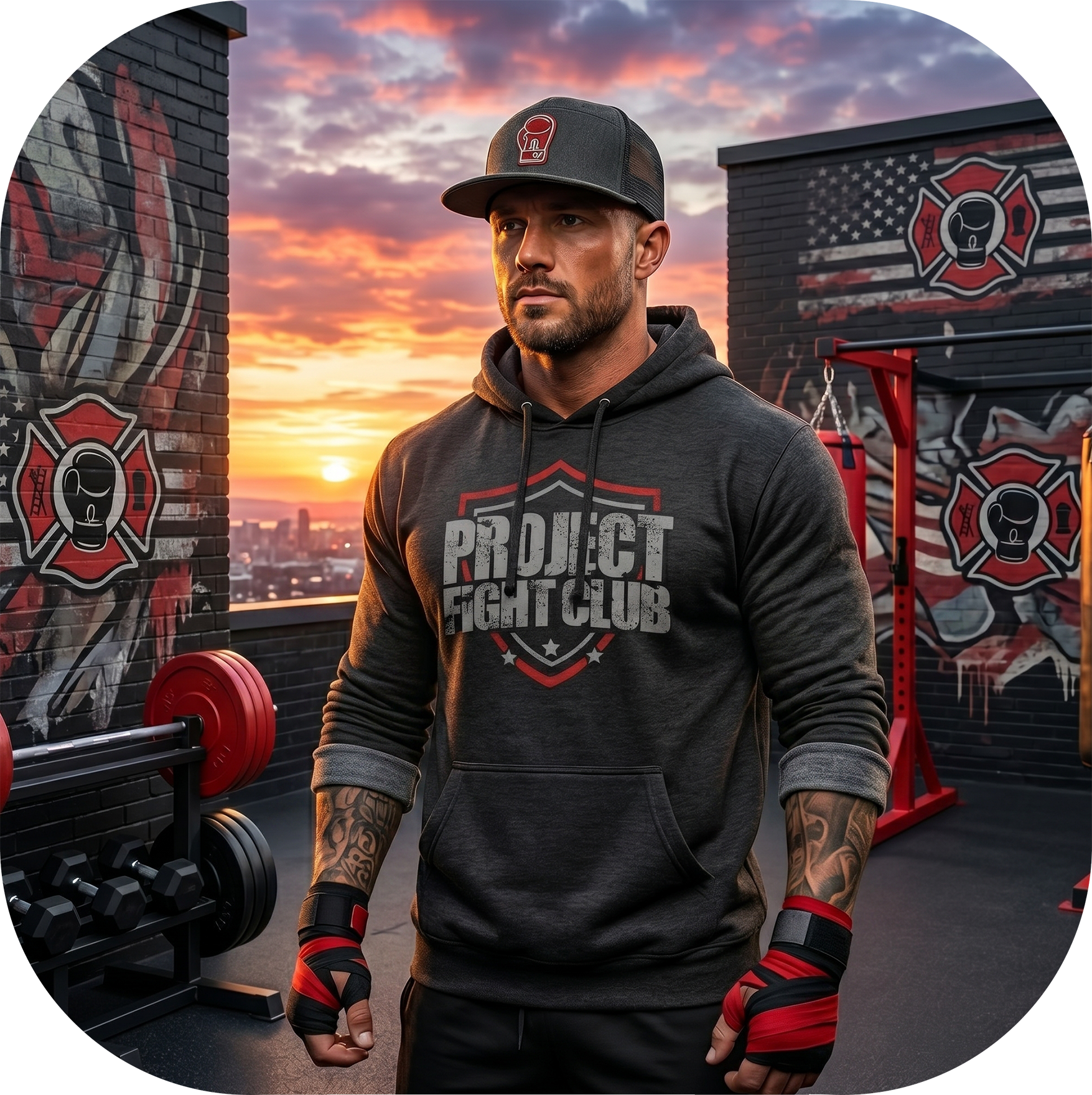 CHARCOAL HEATHER HEAVYWEIGHT HOODIE - HONOR FIREFIGHTERS & EMTs
