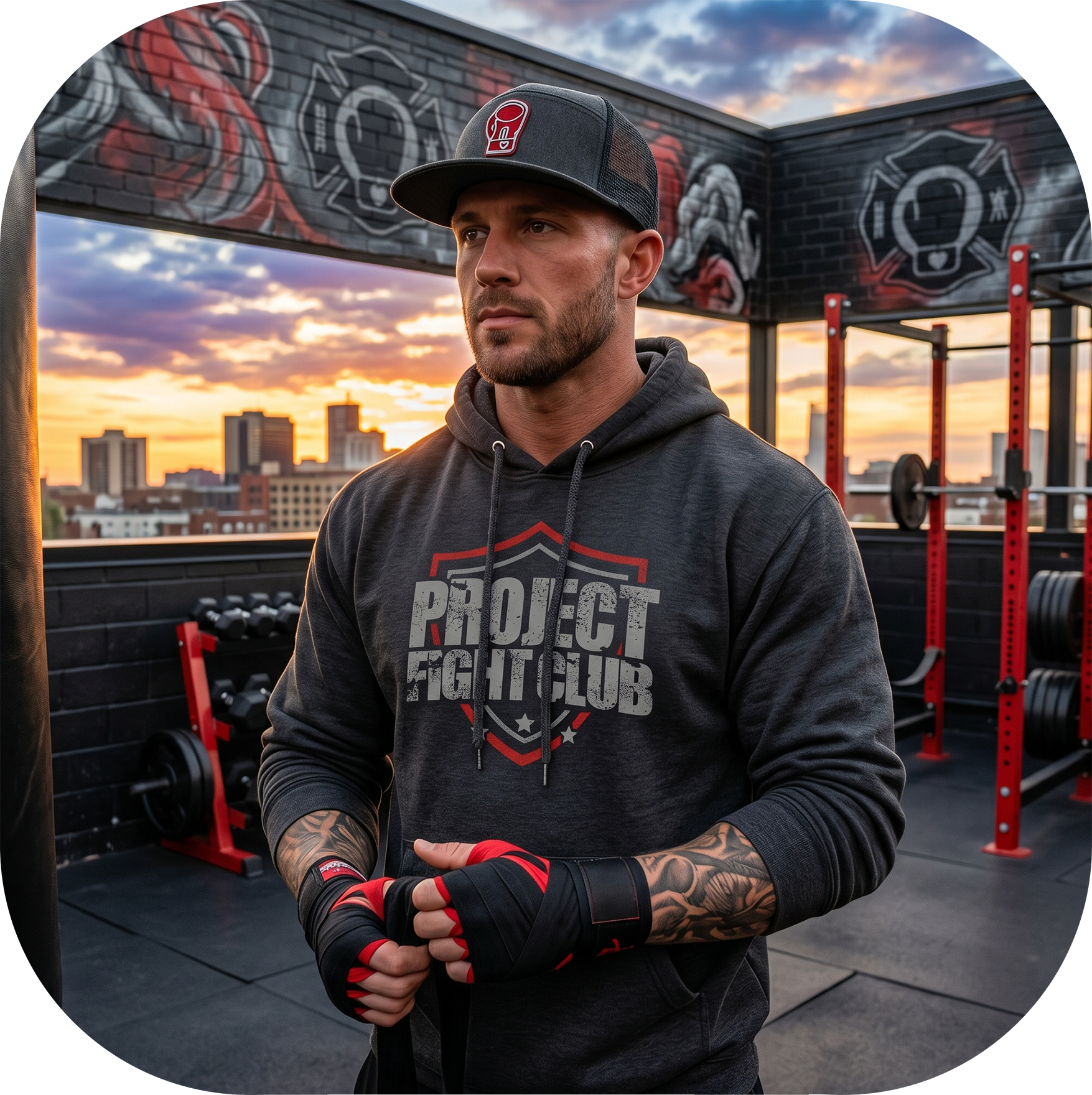 CHARCOAL HEATHER HEAVYWEIGHT HOODIE - HONOR FIREFIGHTERS & EMTs