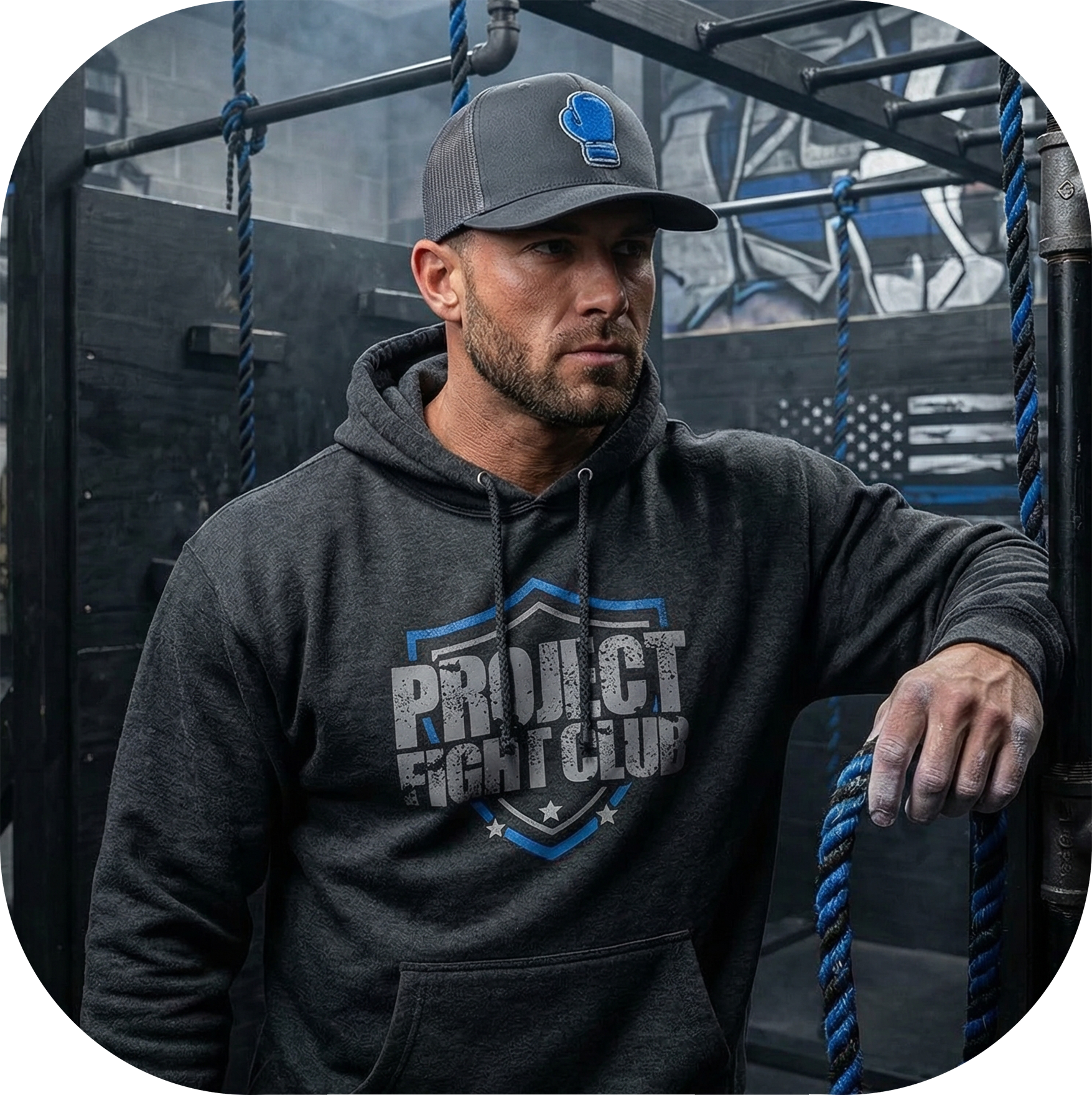HEATHER CHARCOAL HEAVYWEIGHT HOODIE - SUPPORT POLICE