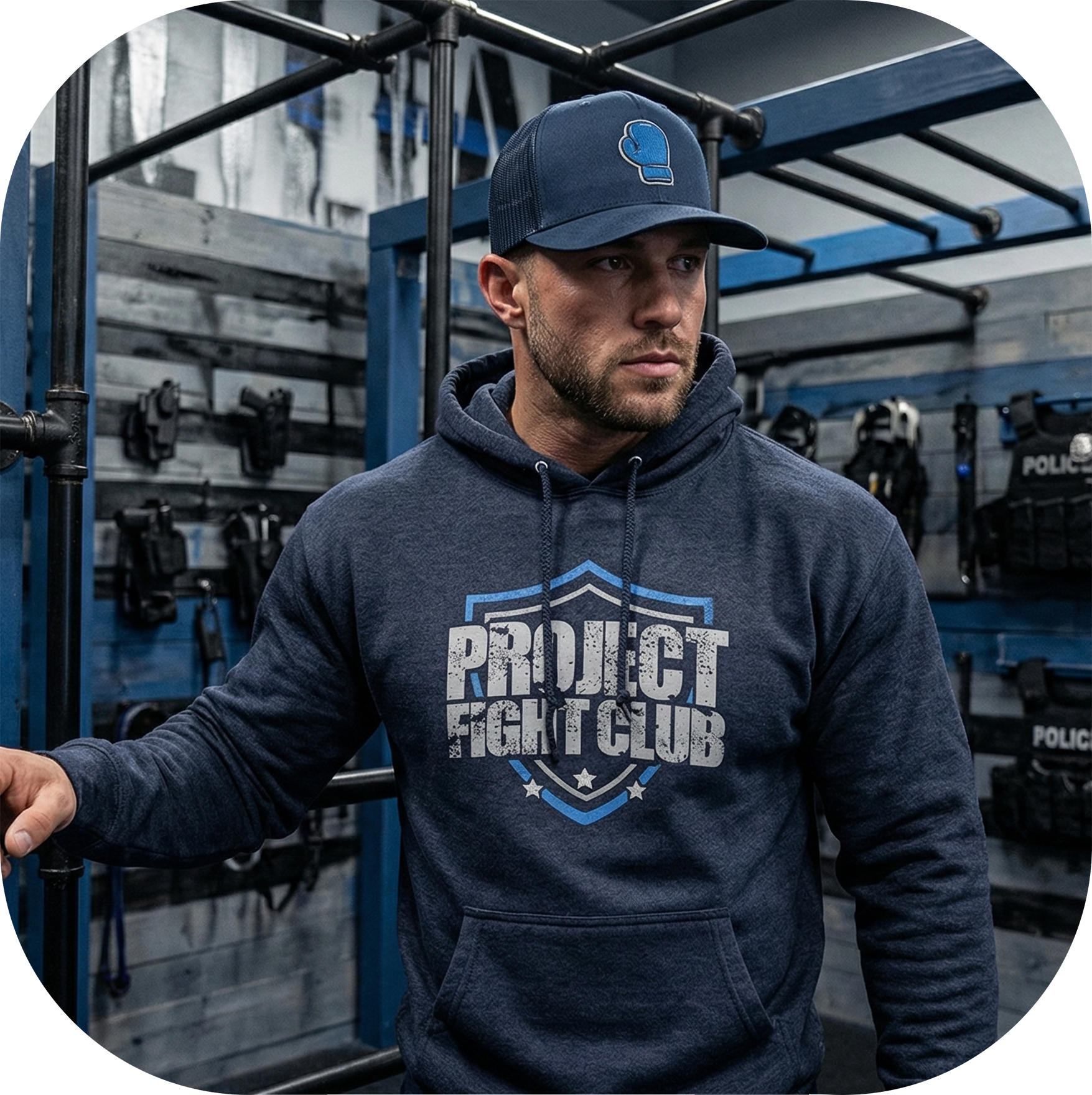 DARK BLUE HEAVYWEIGHT HOODIE - SUPPORT POLICE