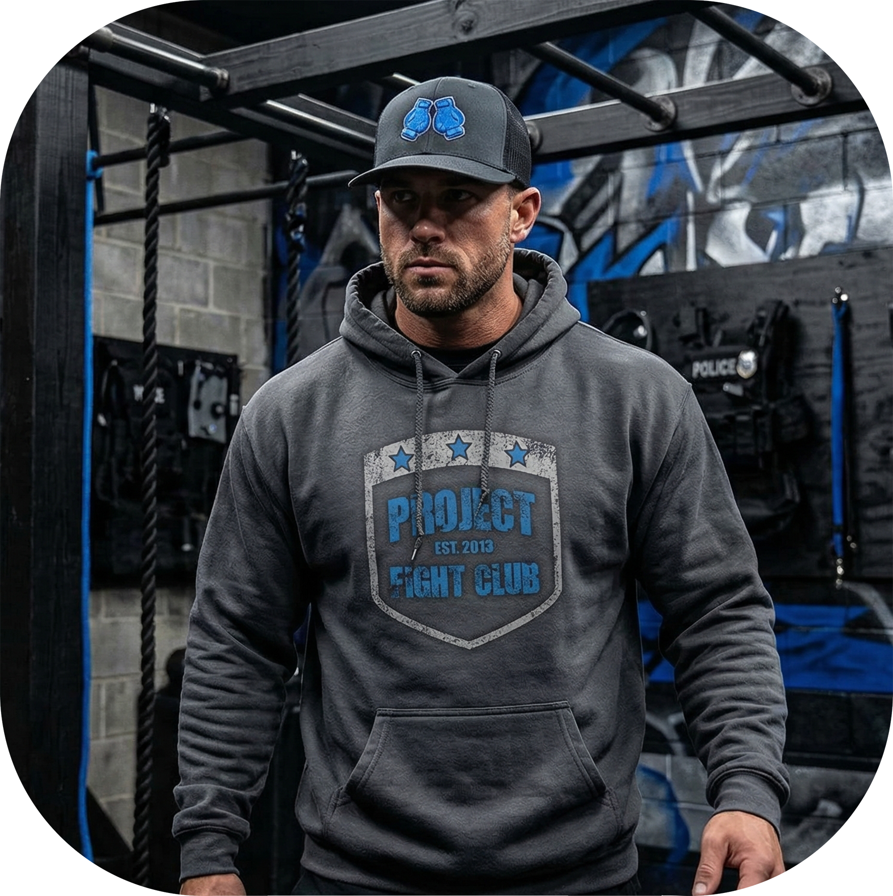 CHARCOAL HEAVYWEIGHT HOODIE #2 - SUPPORT POLICE