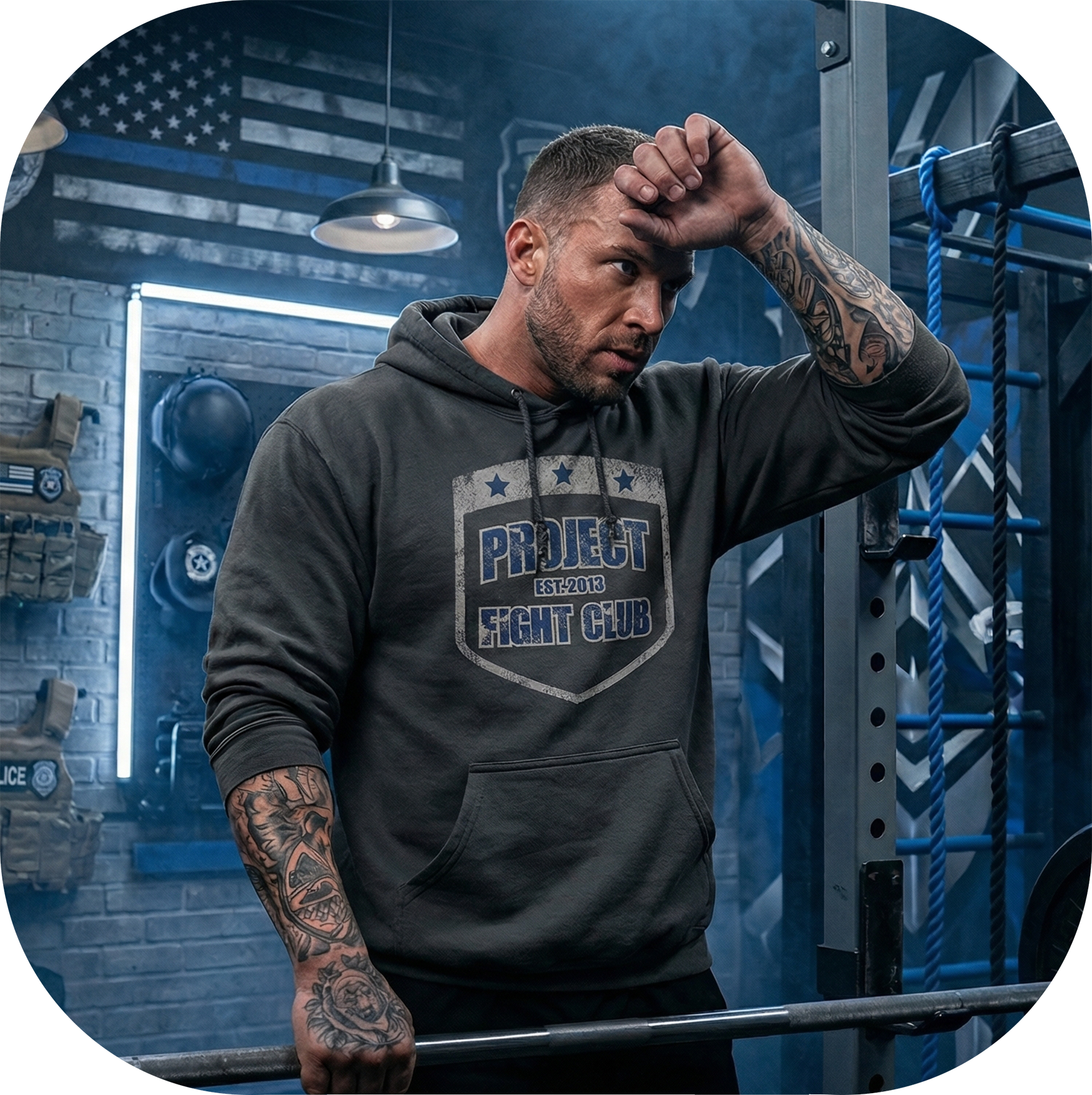 CHARCOAL HEAVYWEIGHT HOODIE - SUPPORT POLICE