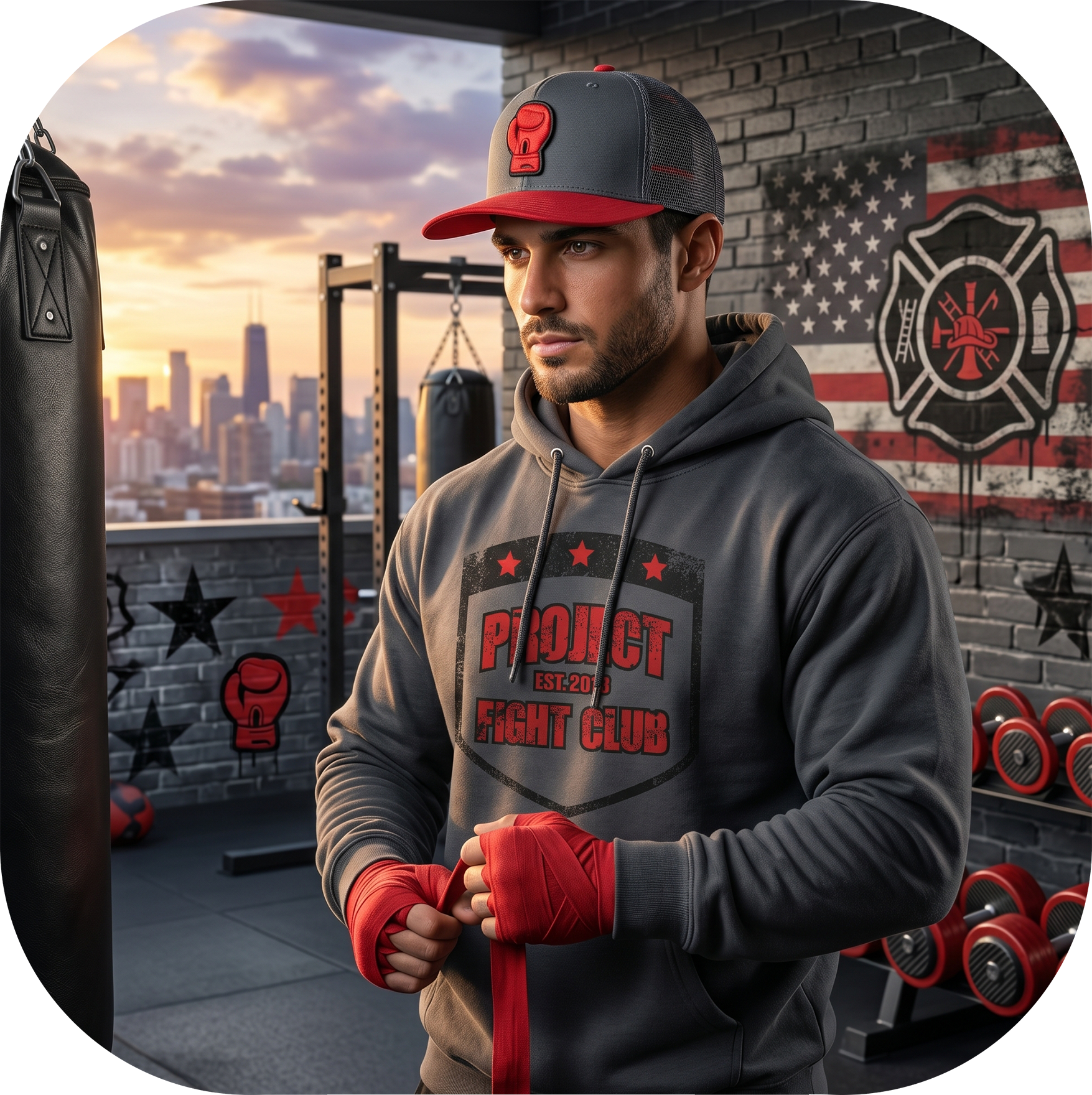 CHARCOAL HEAVYWEIGHT HOODIE - HONOR FIREFIGHTERS & EMTs