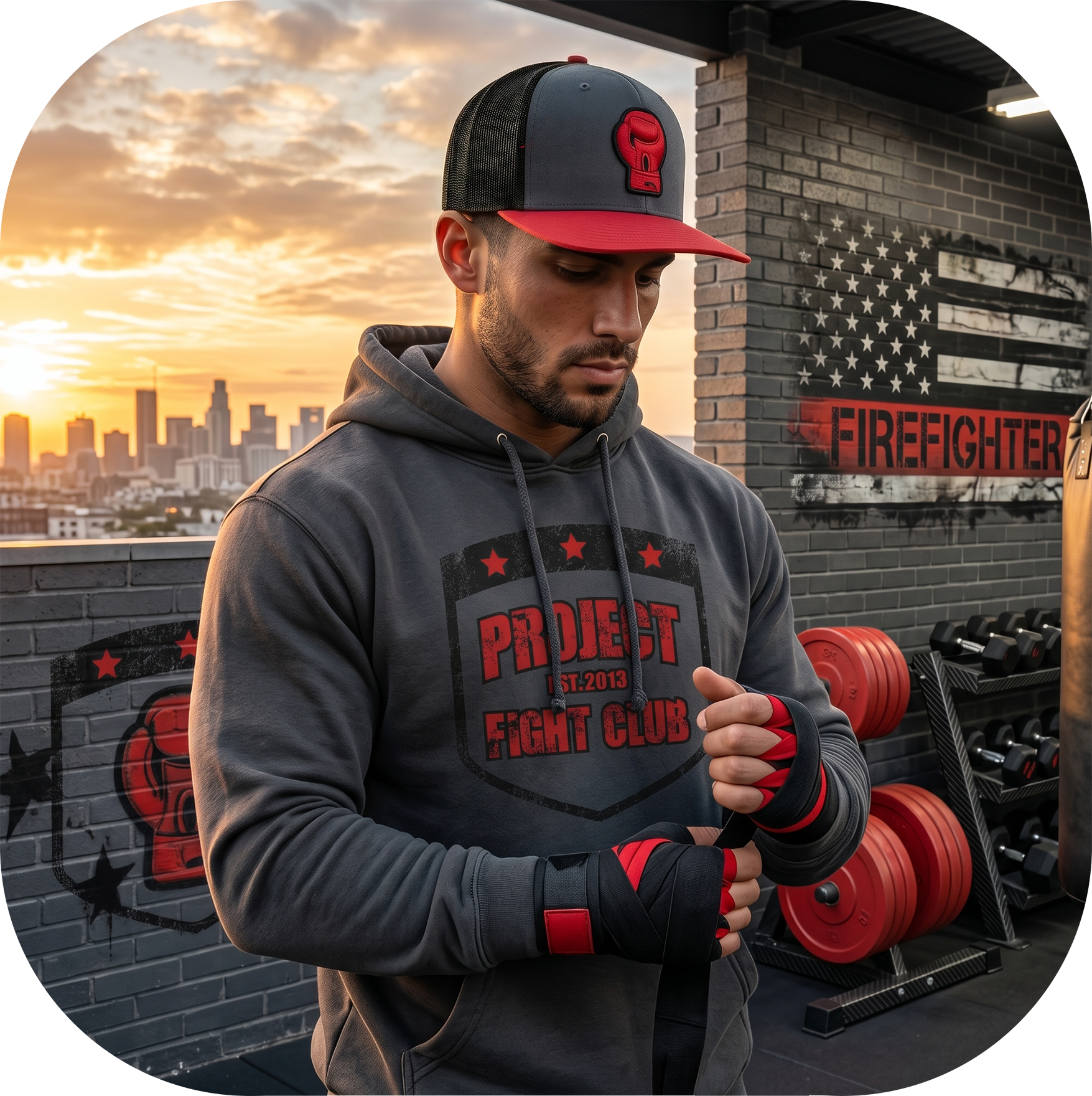 CHARCOAL HEAVYWEIGHT HOODIE - HONOR FIREFIGHTERS & EMTs
