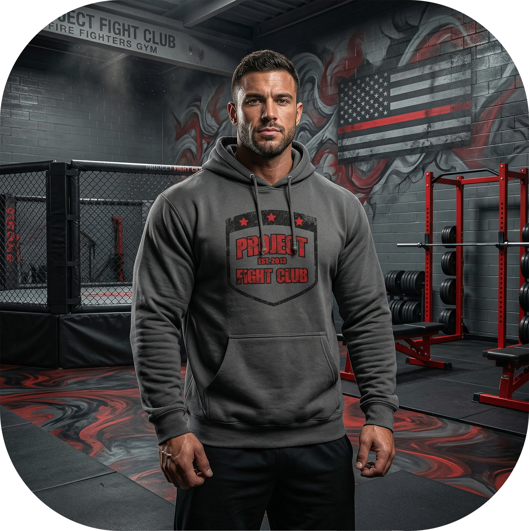 CHARCOAL HEAVYWEIGHT HOODIE - HONOR FIREFIGHTERS & EMTs
