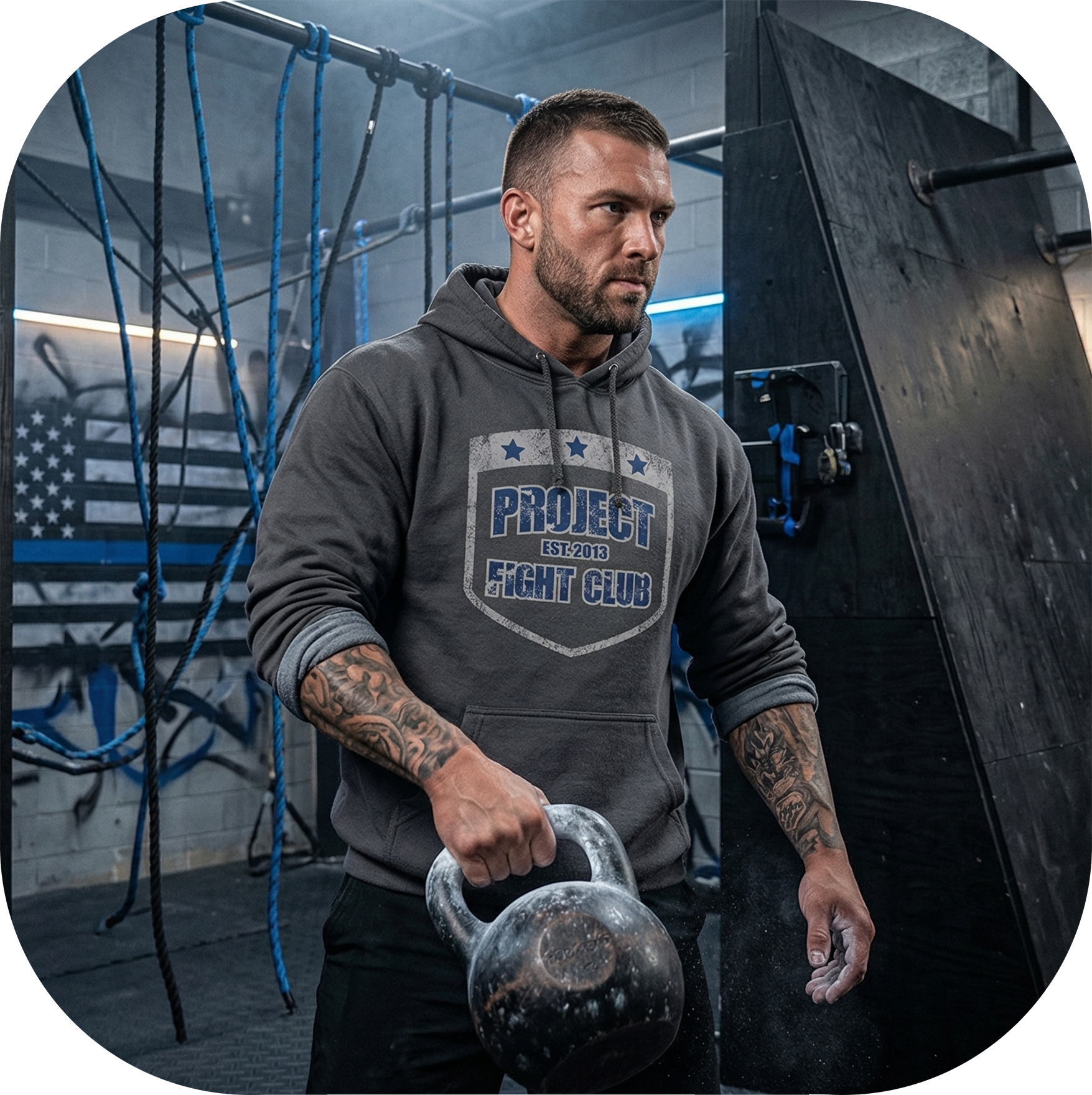 CHARCOAL HEAVYWEIGHT HOODIE - SUPPORT POLICE