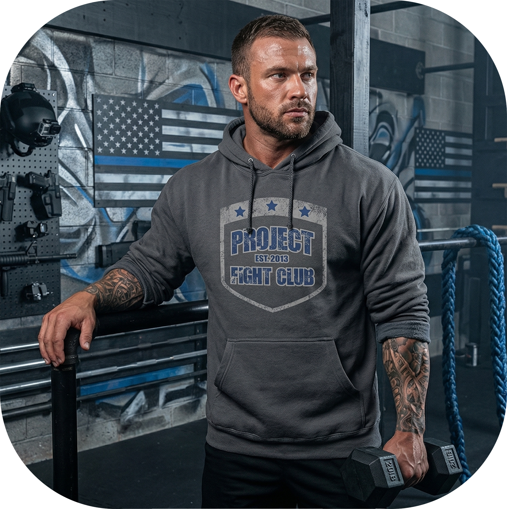 CHARCOAL HEAVYWEIGHT HOODIE - SUPPORT POLICE