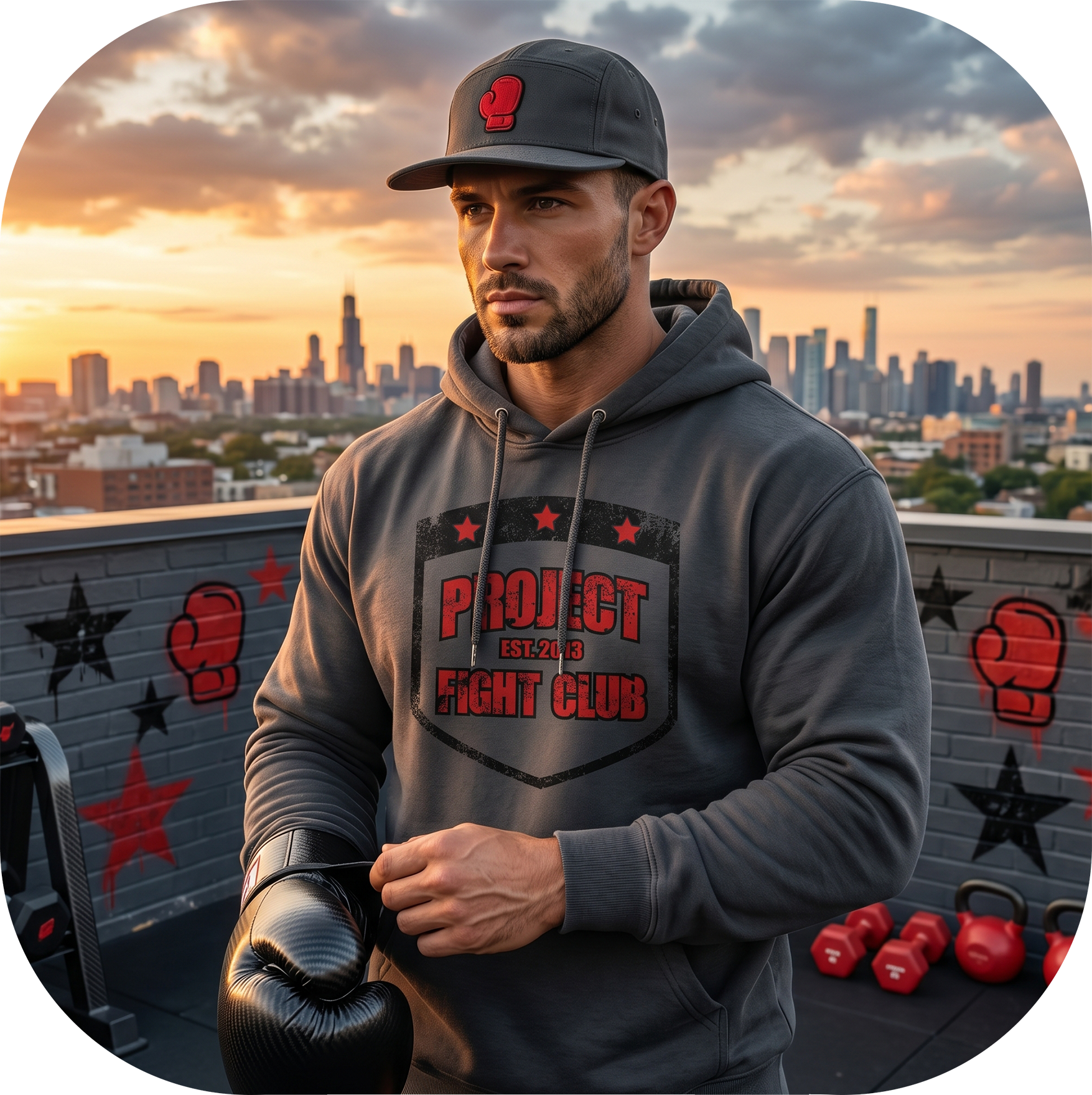 CHARCOAL HEAVYWEIGHT HOODIE - HONOR FIREFIGHTERS & EMTs