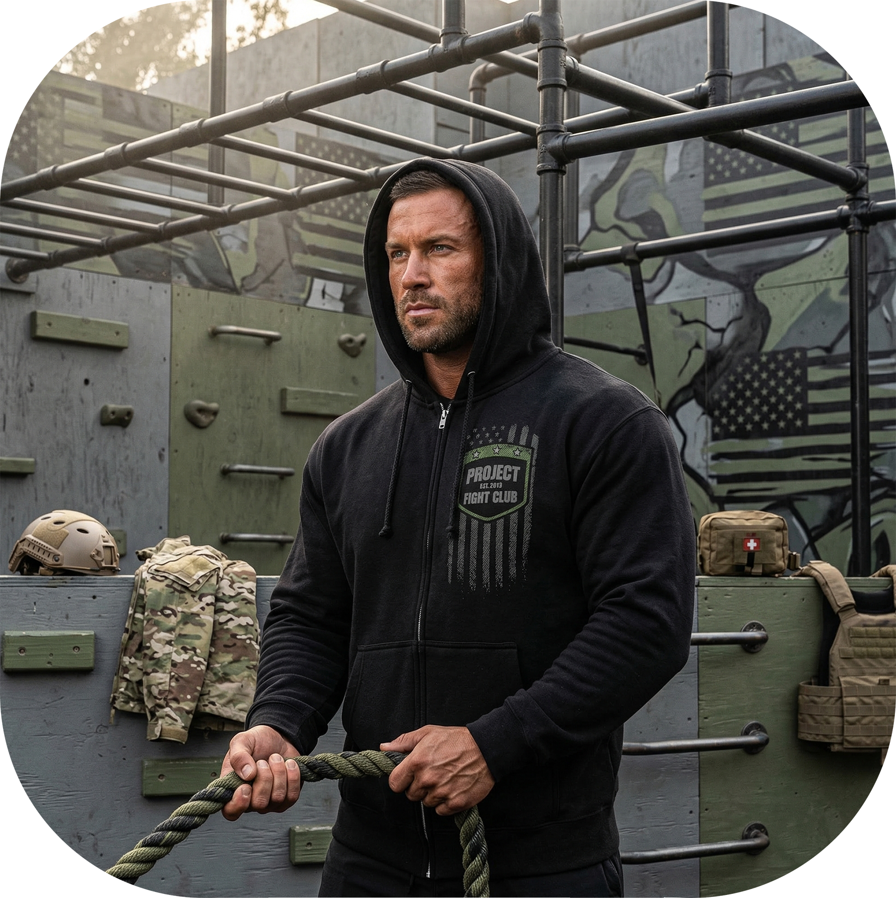 BLACK HEAVYWEIGHT ZIP HOODIE 2 - HONOR SOLDIERS & VETERANS