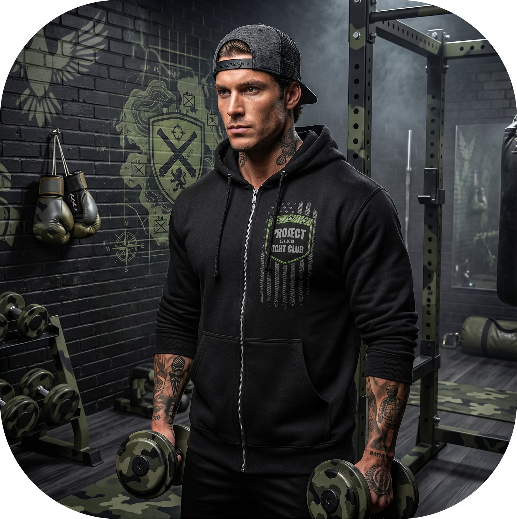 BLACK HEAVYWEIGHT ZIP HOODIE 2 - HONOR SOLDIERS & VETERANS