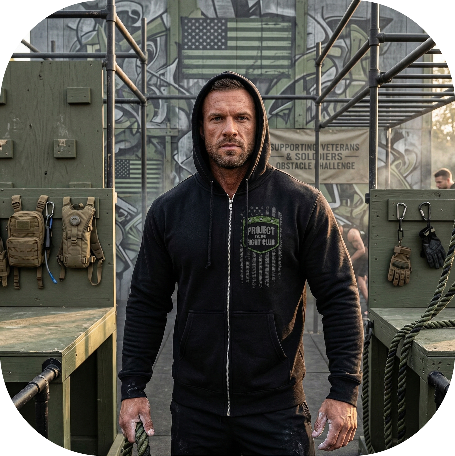 BLACK HEAVYWEIGHT ZIP HOODIE 2 - HONOR SOLDIERS & VETERANS