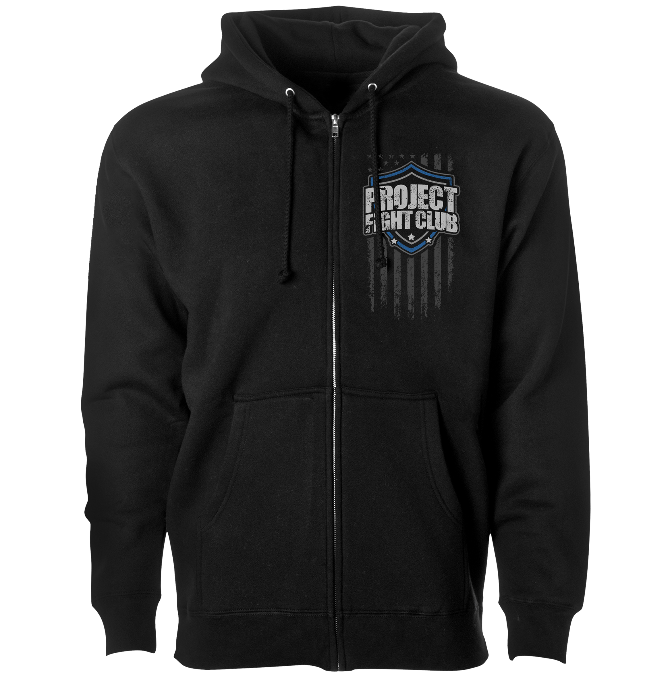 BLACK HEAVYWEIGHT ZIP HOODIE - SUPPORT POLICE
