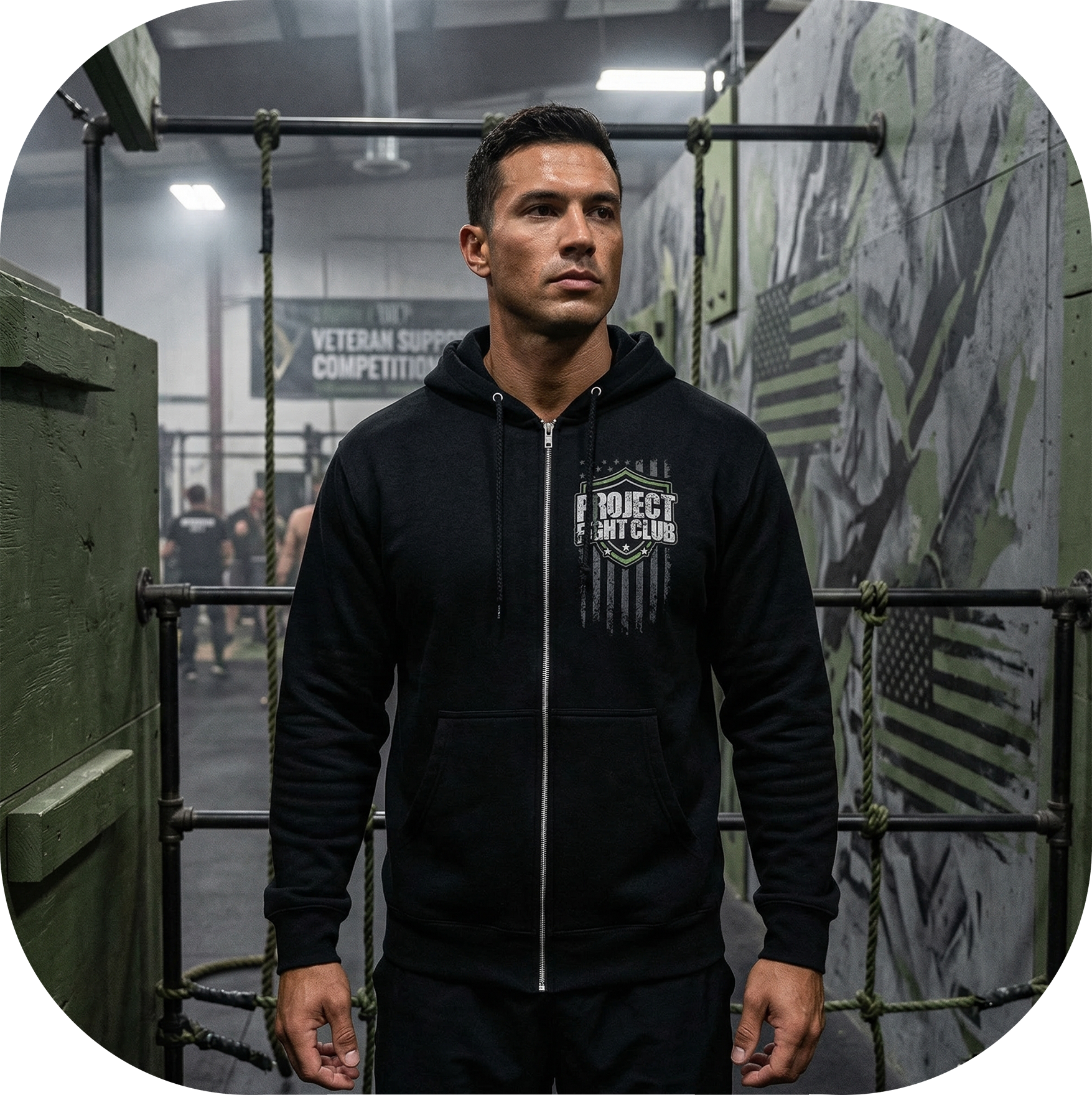 BLACK HEAVYWEIGHT ZIP HOODIE - HONOR SOLDIERS & VETERANS
