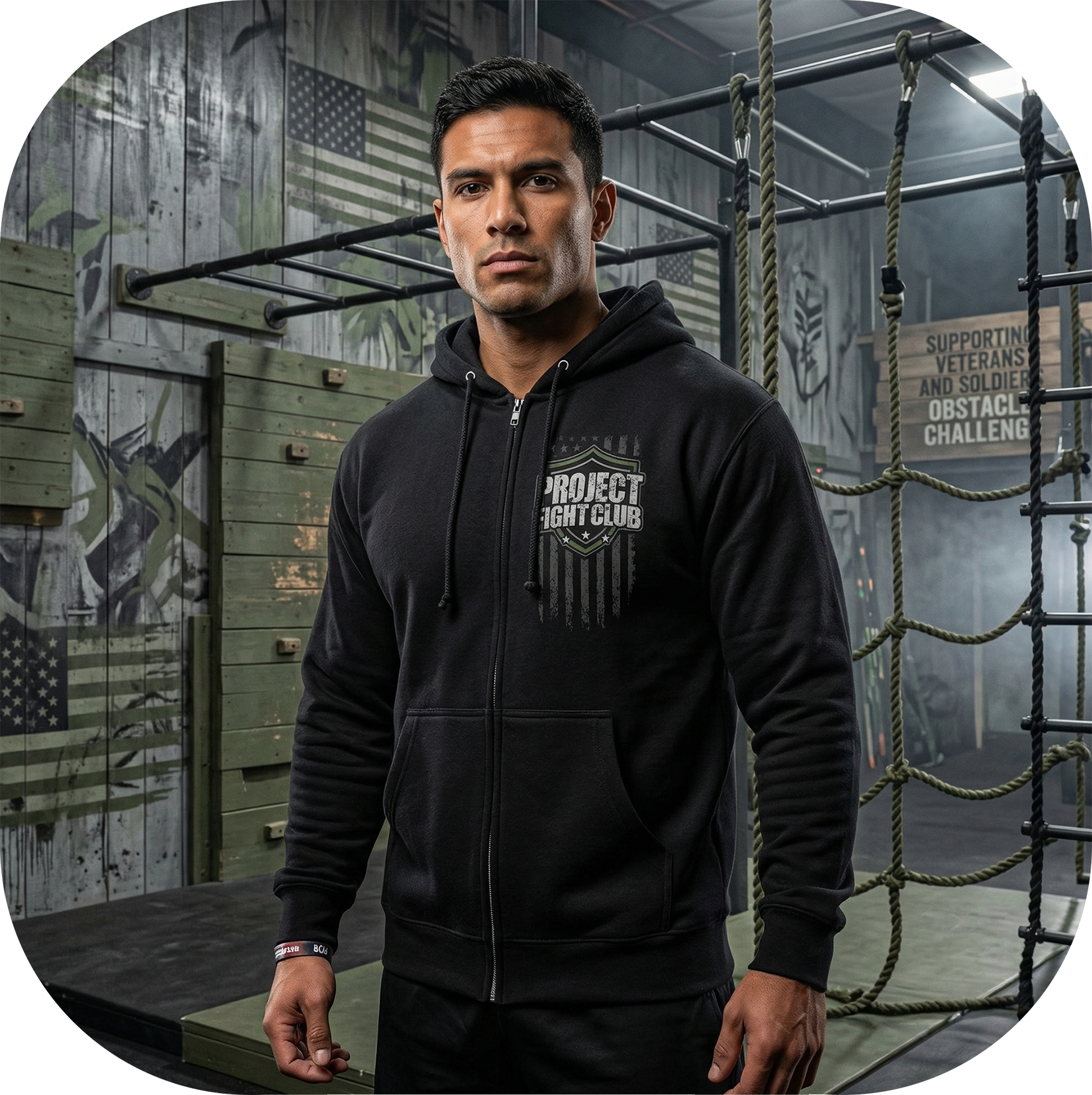 BLACK HEAVYWEIGHT ZIP HOODIE - HONOR SOLDIERS & VETERANS