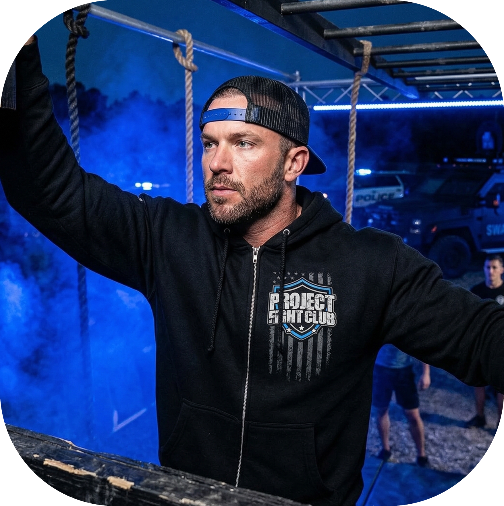 BLACK HEAVYWEIGHT ZIP HOODIE - SUPPORT POLICE