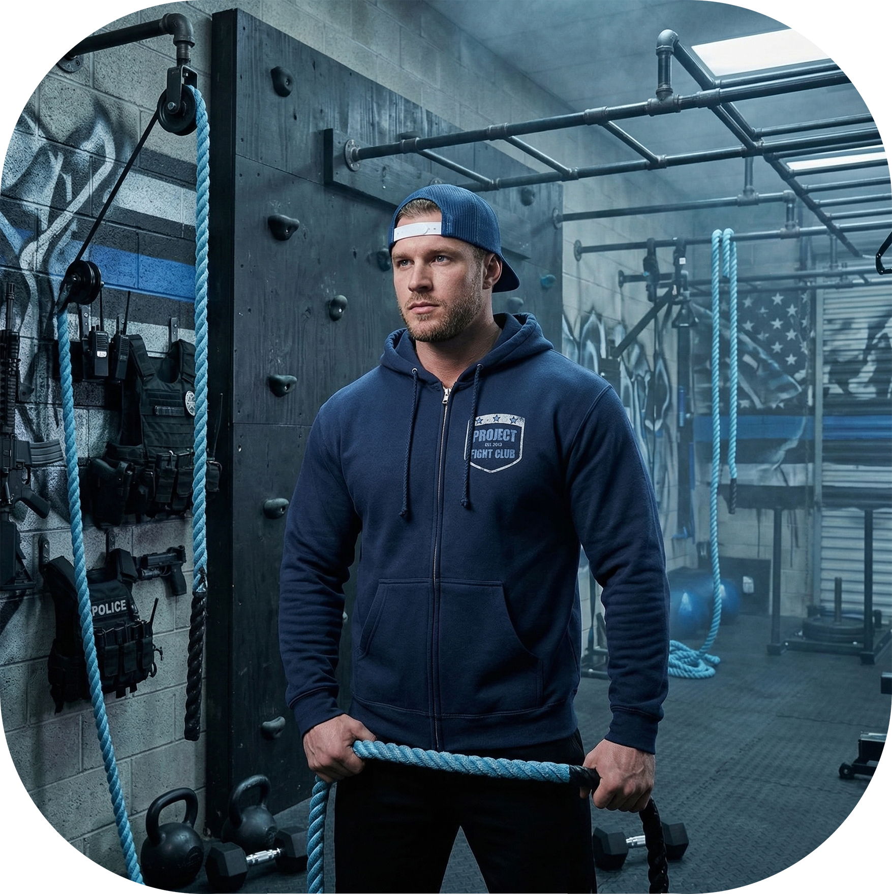 NAVY HEAVYWEIGHT ZIP HOODIE - SUPPORT POLICE
