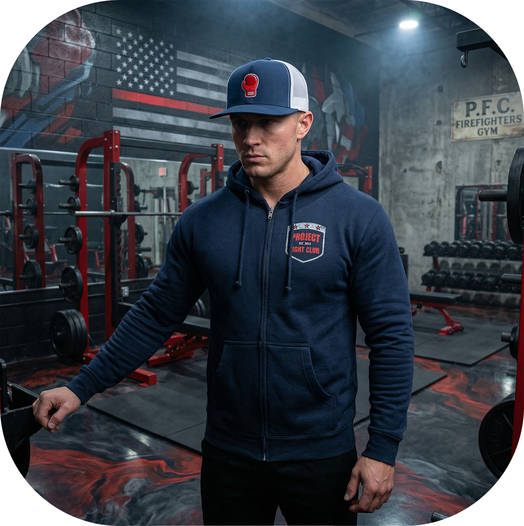 NAVY HEAVYWEIGHT ZIP HOODIE - HONOR FIREFIGHTERS & EMTs