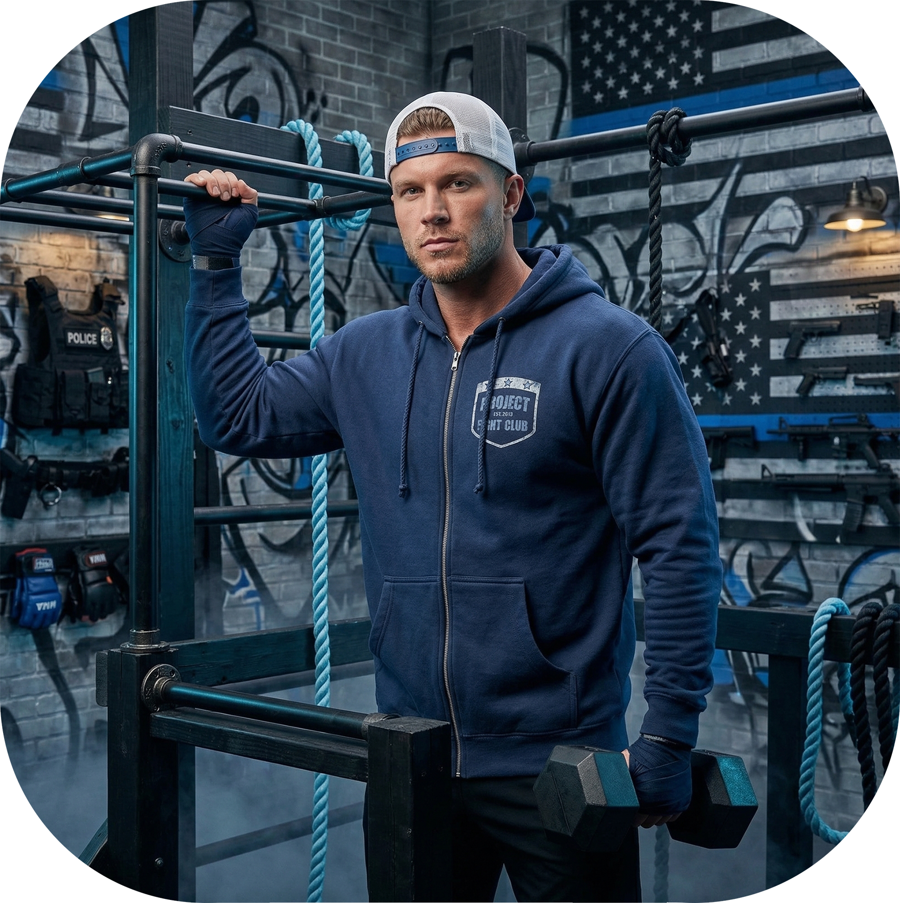 NAVY HEAVYWEIGHT ZIP HOODIE - SUPPORT POLICE
