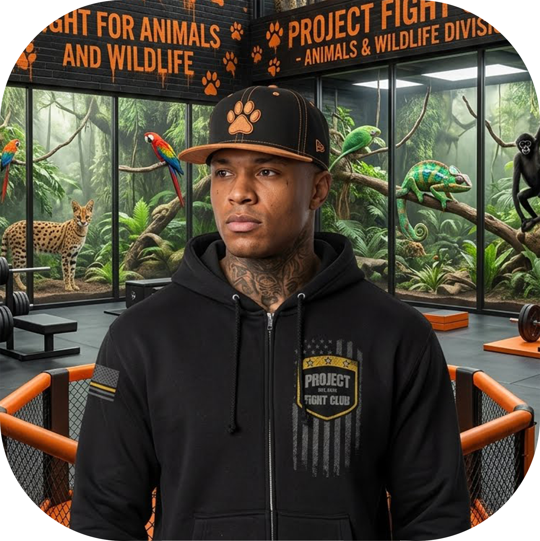 BLACK HEAVYWEIGHT ZIP HOODIE #2 - PROTECT ANIMALS & WILDLIFE