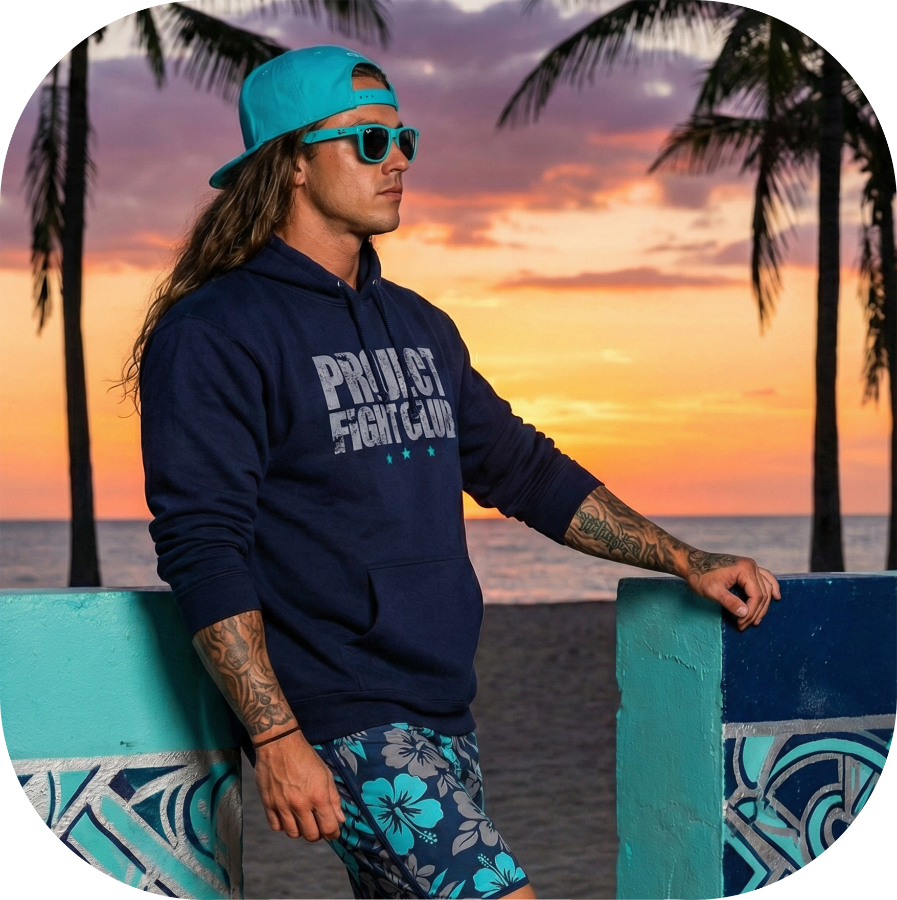 SLATE BLUE HEAVYWEIGHT HOODIE - FIGHT ADDICTION