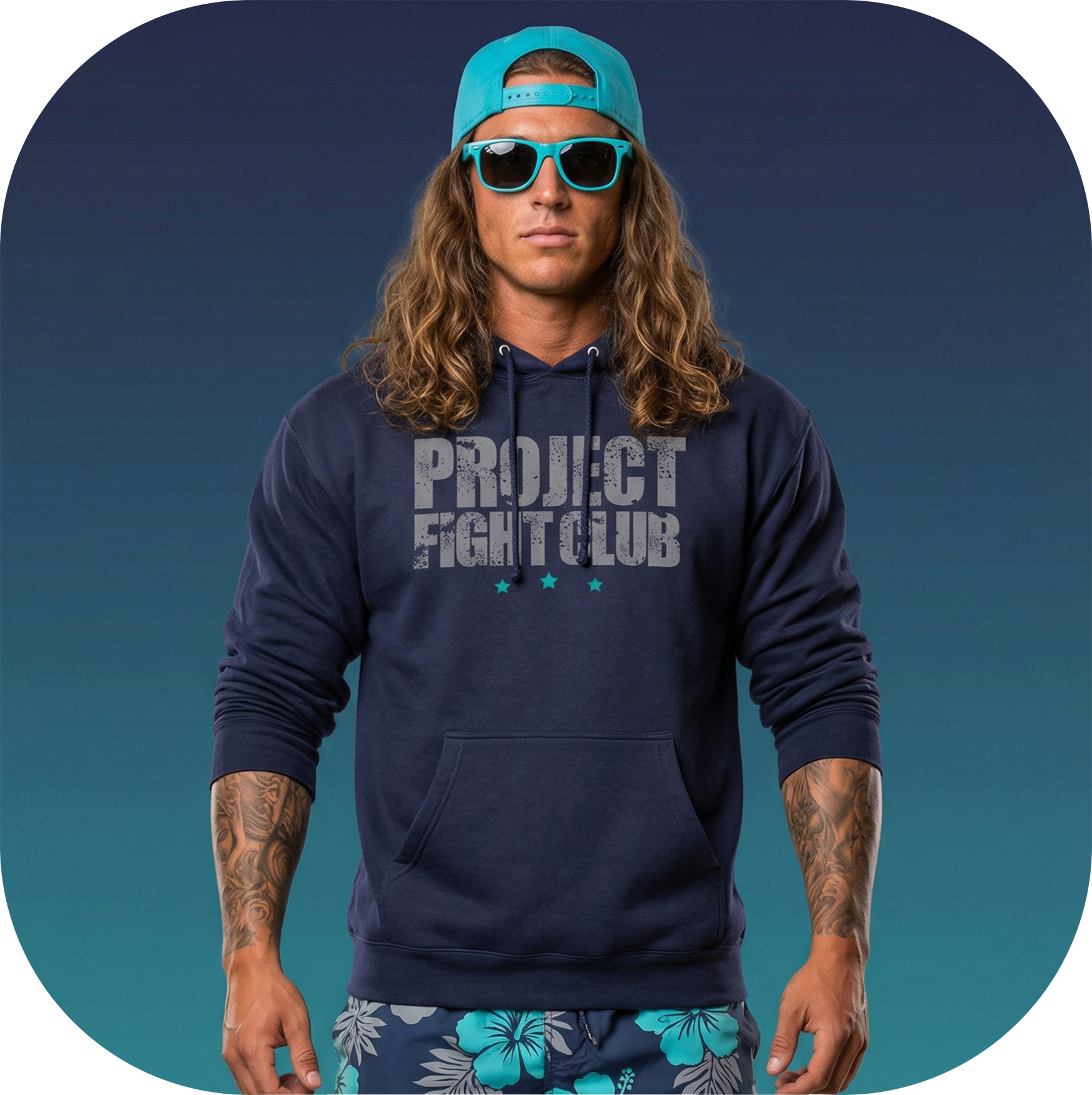 SLATE BLUE HEAVYWEIGHT HOODIE - FIGHT ADDICTION