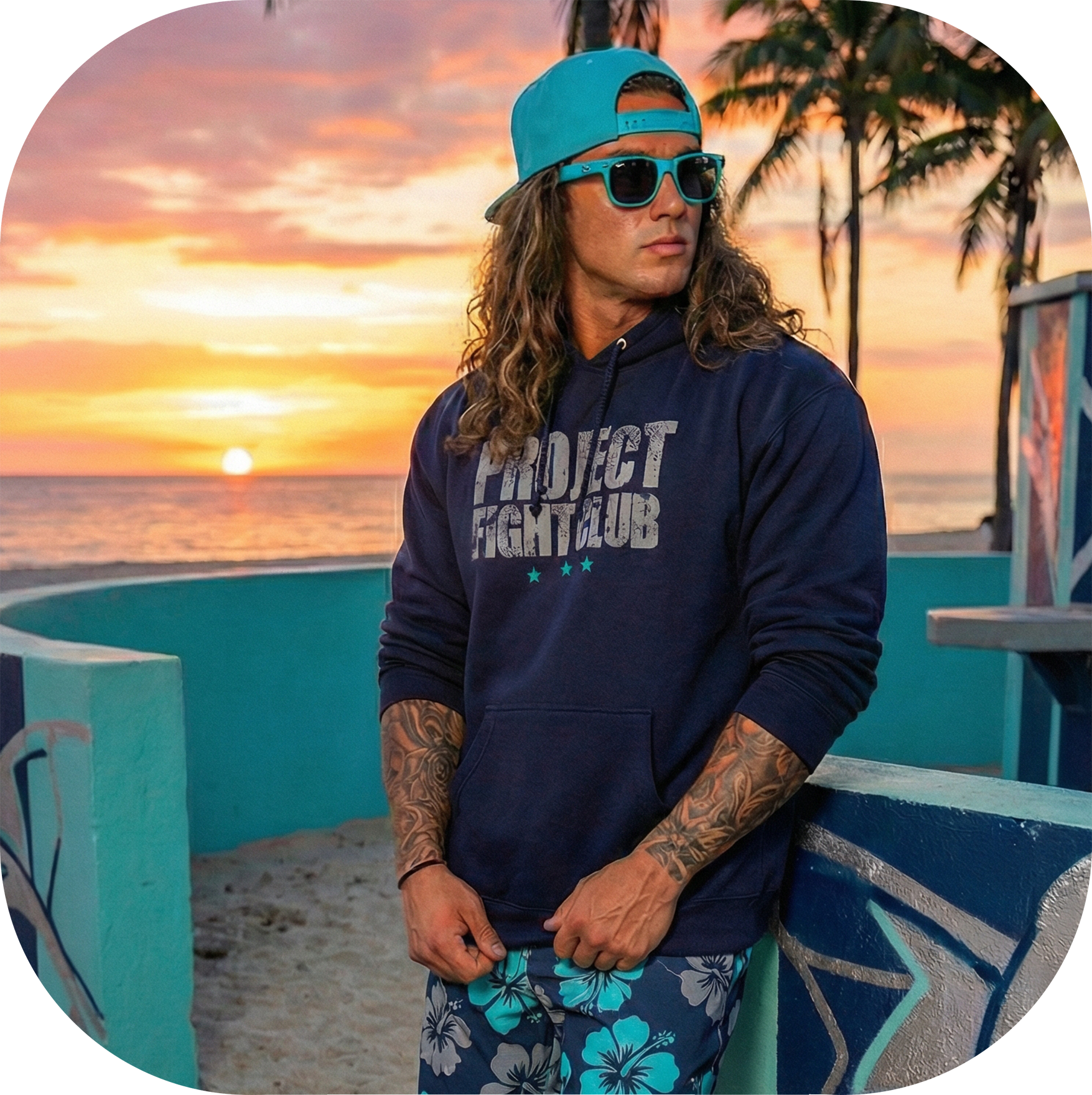 SLATE BLUE HEAVYWEIGHT HOODIE - FIGHT ADDICTION