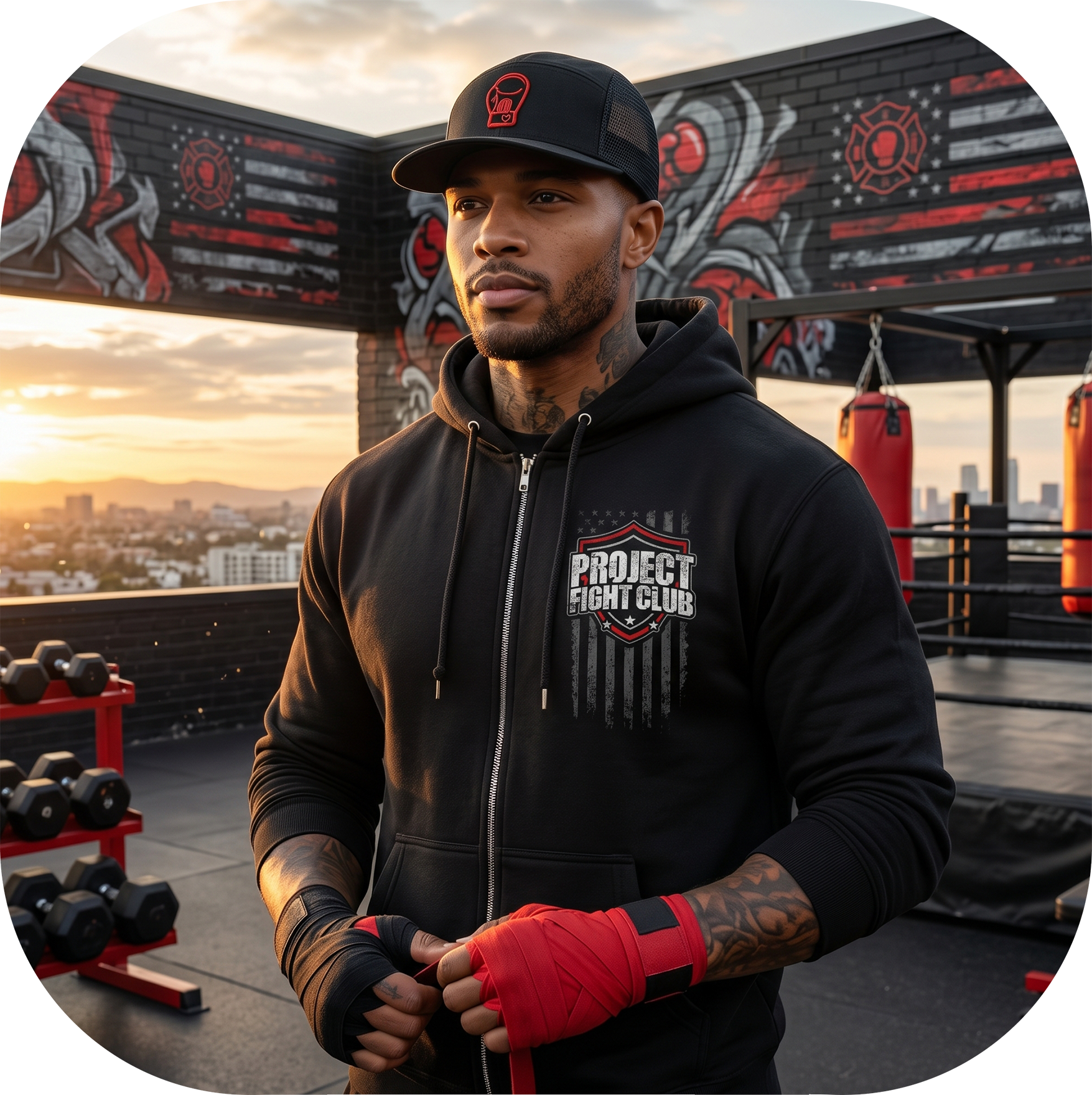 BLACK HEAVYWEIGHT ZIP HOODIE - HONOR FIREFIGHTERS & EMTs