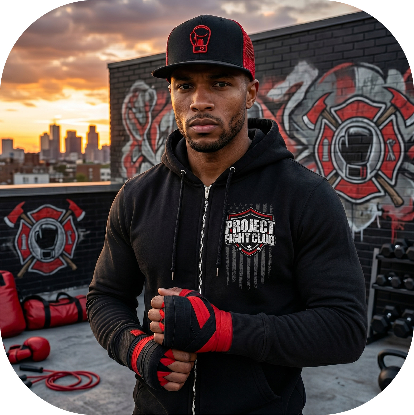 BLACK HEAVYWEIGHT ZIP HOODIE - HONOR FIREFIGHTERS & EMTs