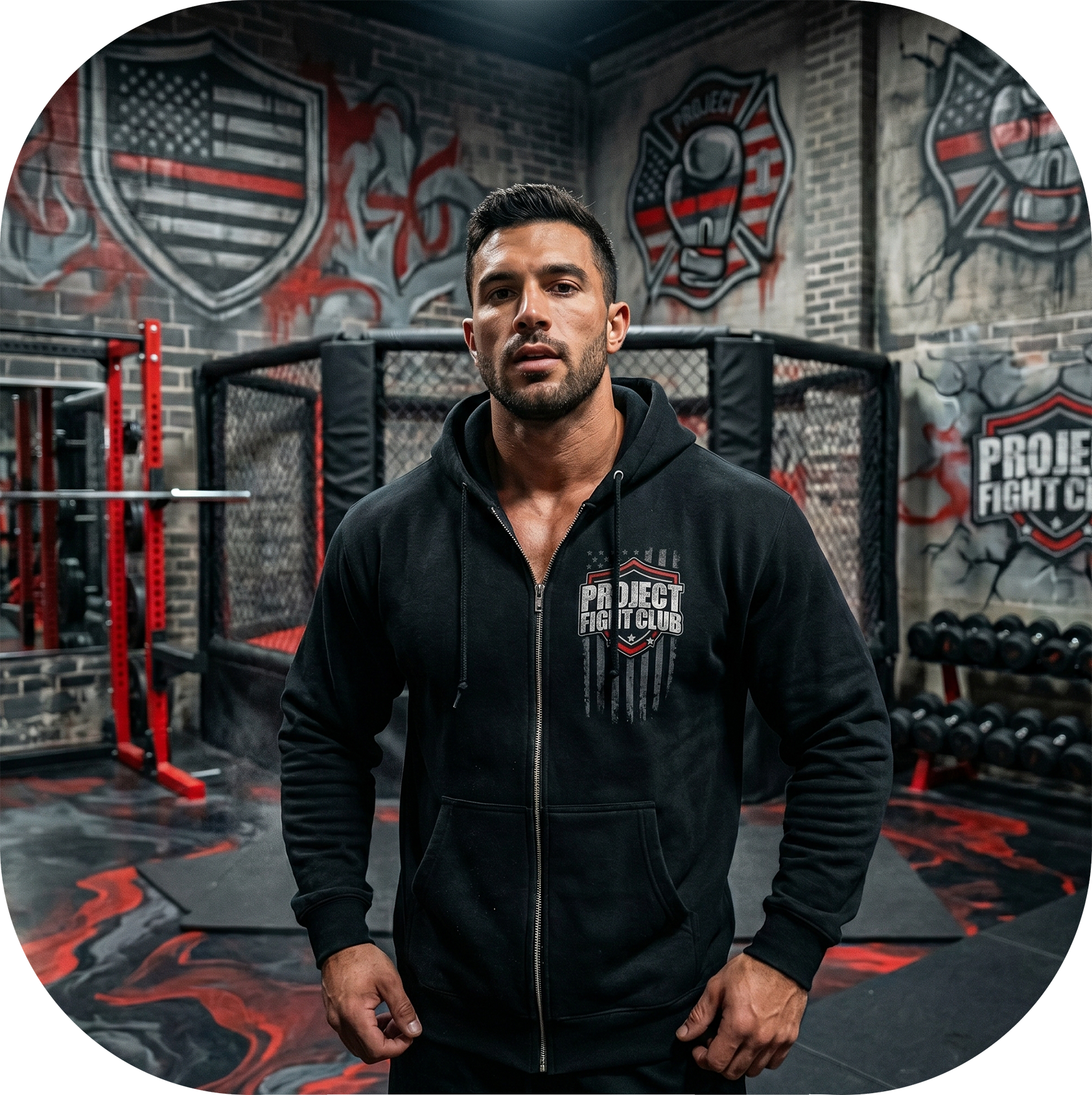 BLACK HEAVYWEIGHT ZIP HOODIE - HONOR FIREFIGHTERS & EMTs