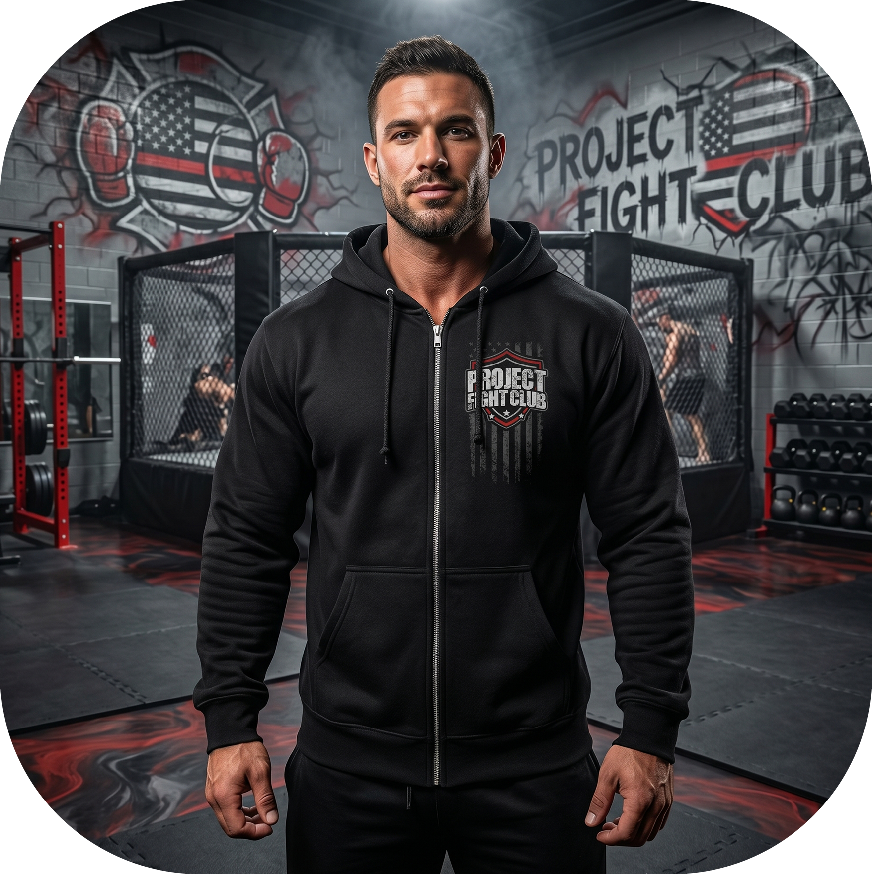 BLACK HEAVYWEIGHT ZIP HOODIE - HONOR FIREFIGHTERS & EMTs