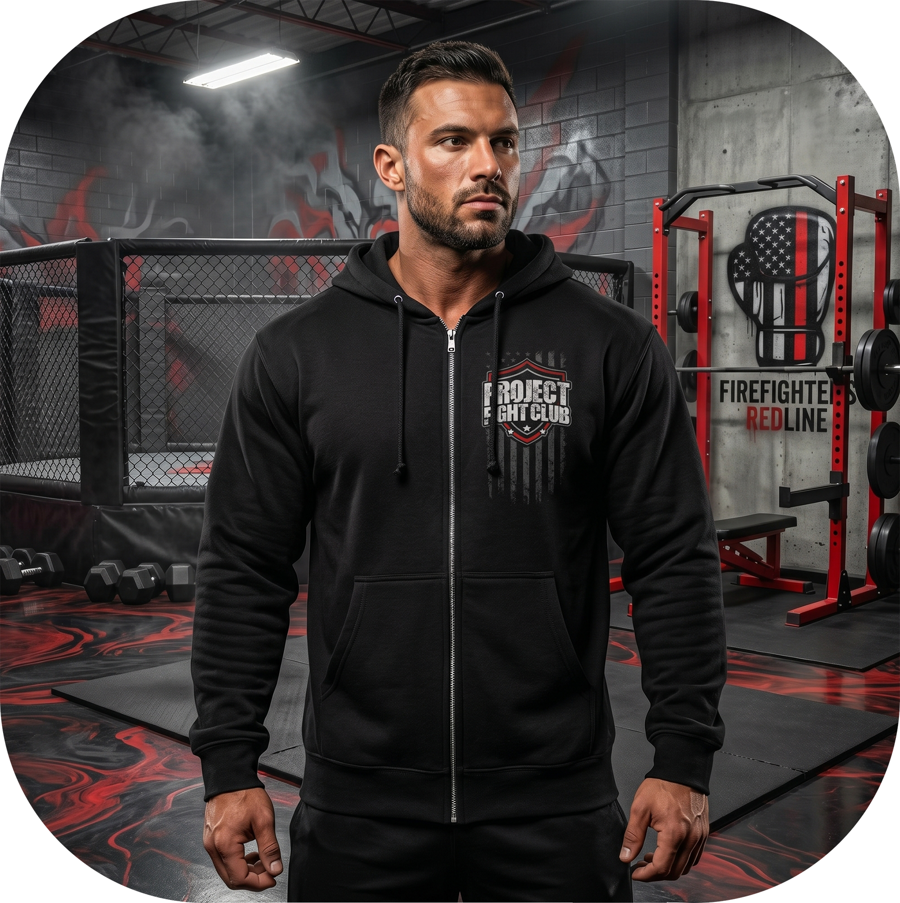 BLACK HEAVYWEIGHT ZIP HOODIE - HONOR FIREFIGHTERS & EMTs