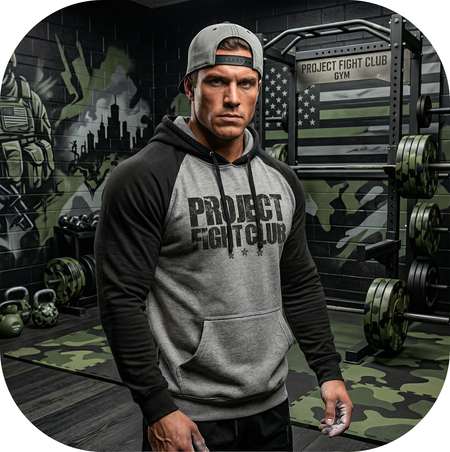 GREY & BLACK RAGLAN HOODIE 2 - HONOR SOLDIERS & VETERANS