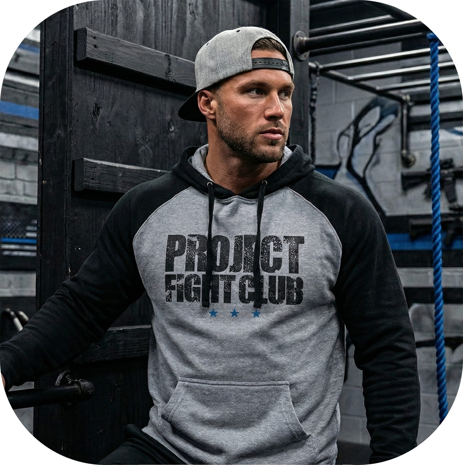 GREY & BLACK MIDWEIGHT RAGLAN HOODIE - SUPPORT POLICE