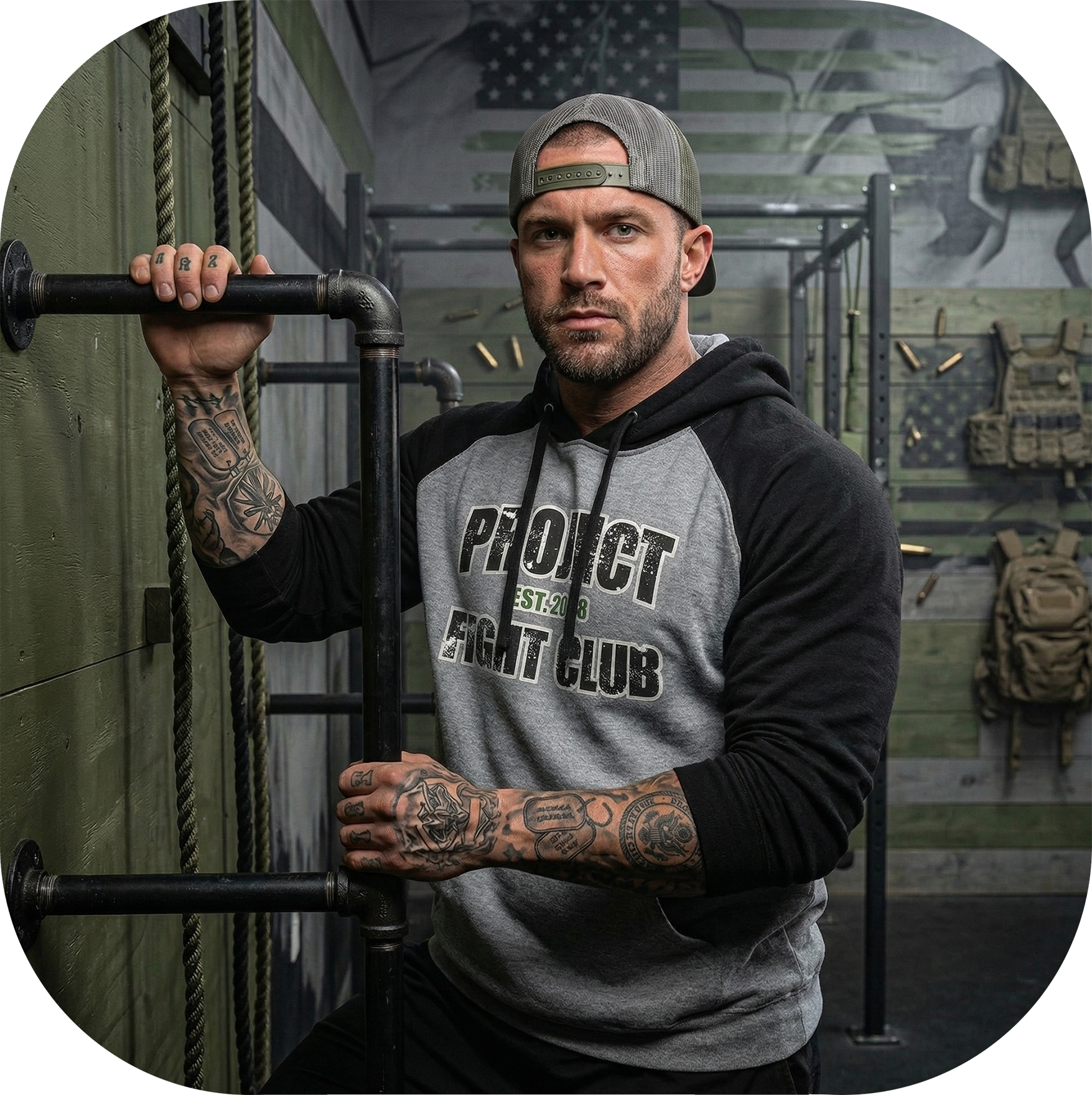 GREY & BLACK RAGLAN HOODIE - HONOR SOLDIERS & VETERANS