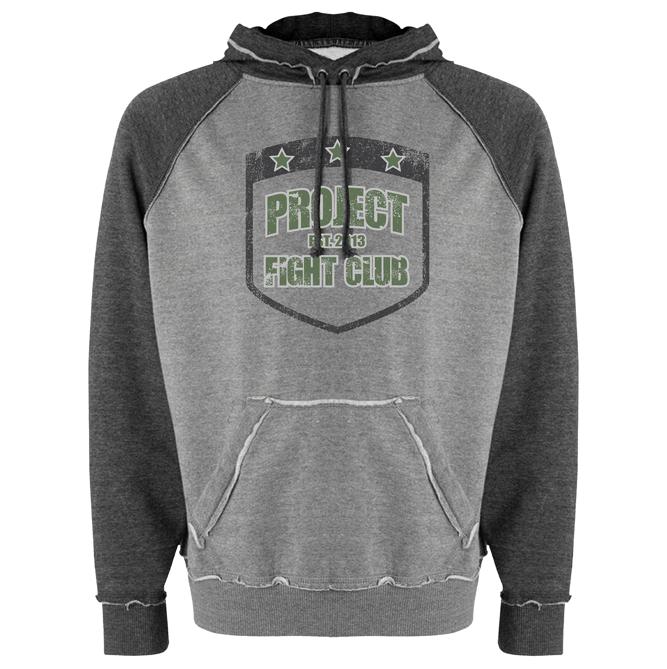 GREY & CHARCOAL VINTAGE RAGLAN HOODIE - HONOR SOLDIERS & VETERANS