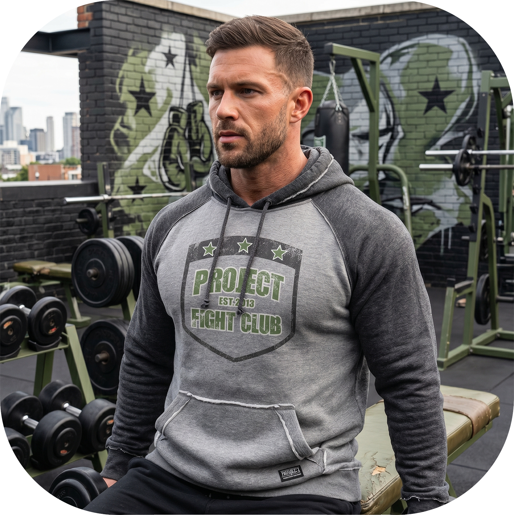 GREY & CHARCOAL VINTAGE RAGLAN HOODIE - HONOR SOLDIERS & VETERANS
