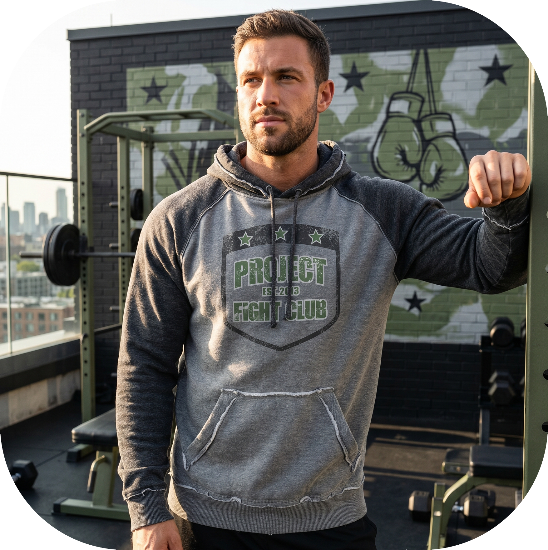 GREY & CHARCOAL VINTAGE RAGLAN HOODIE - HONOR SOLDIERS & VETERANS