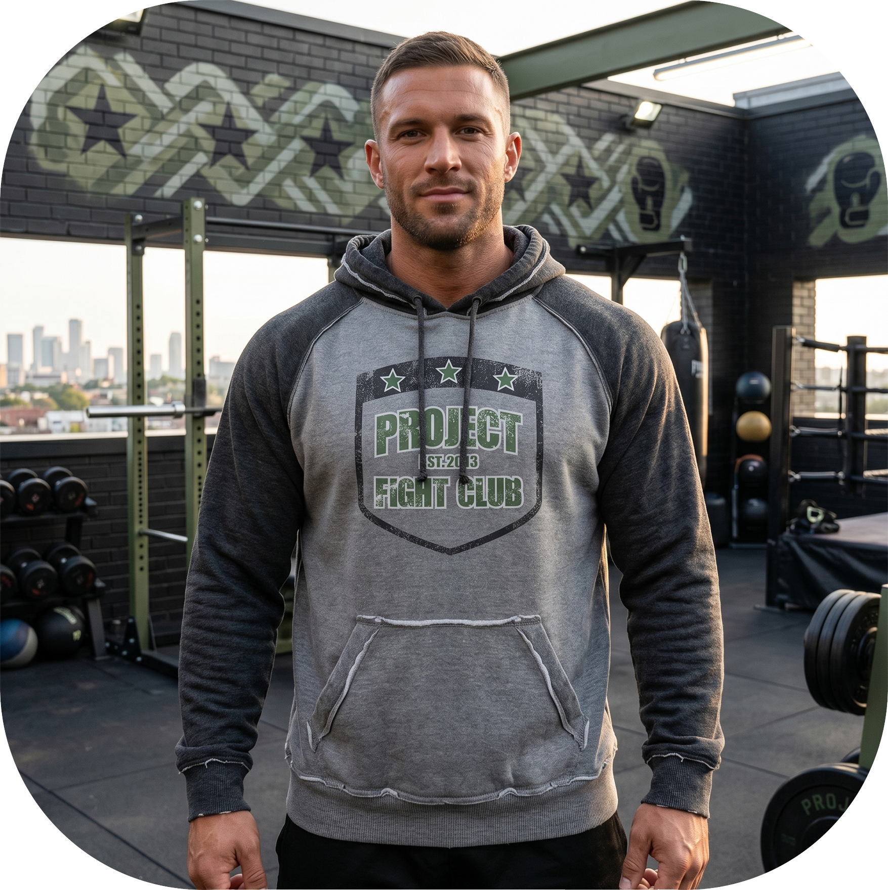 GREY & CHARCOAL VINTAGE RAGLAN HOODIE - HONOR SOLDIERS & VETERANS
