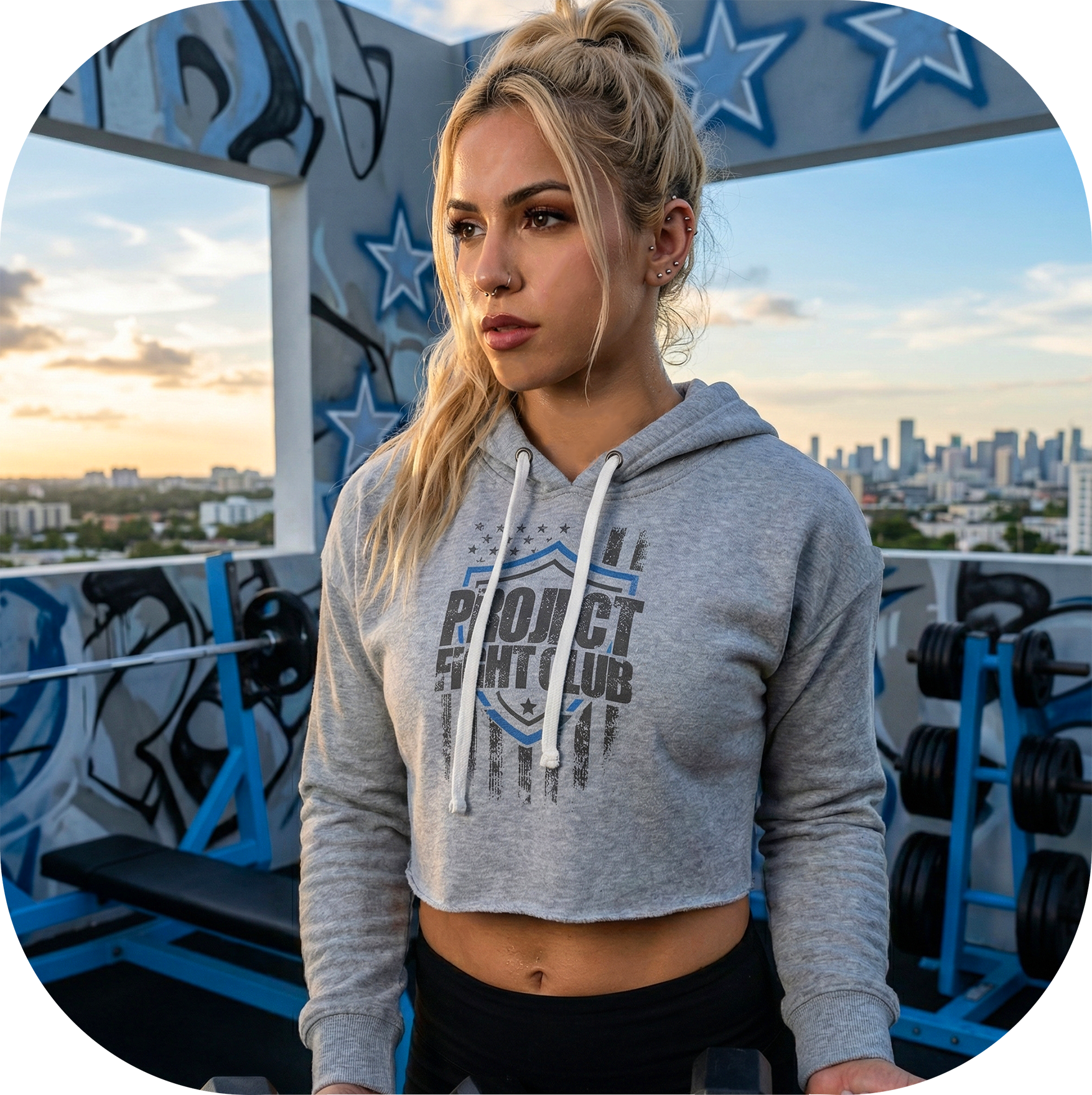 GREY TRI BLEND CROPPED HOODIE 2 - SUPPORT POLICE