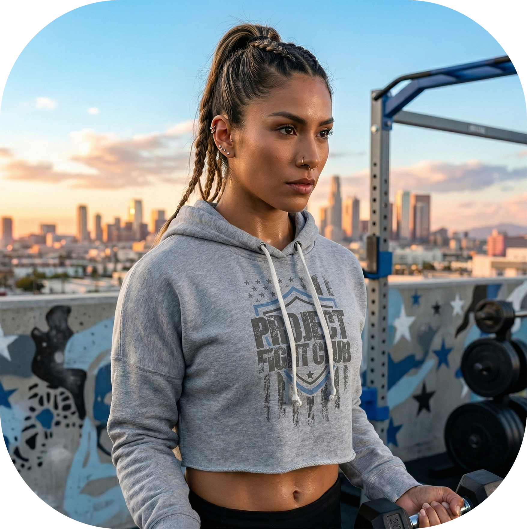 GREY TRI BLEND CROPPED HOODIE 2 - SUPPORT POLICE