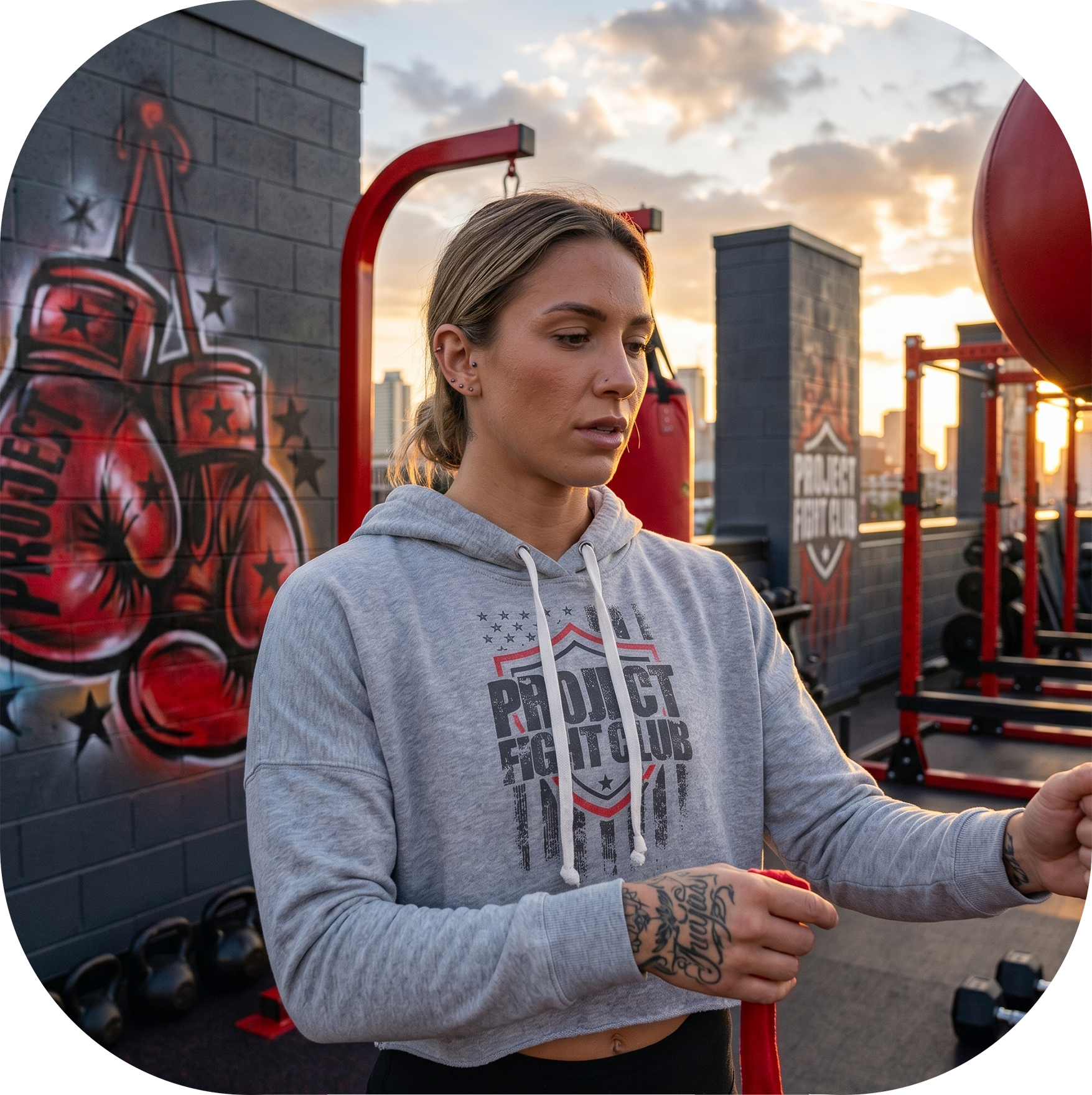 TRIBLEND GREY CROPPED HOODIE #2 - HONOR FIREFIGHTERS & EMTs