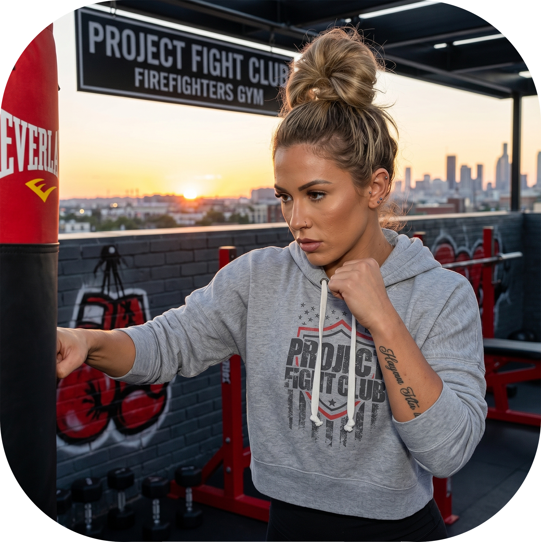 TRIBLEND GREY CROPPED HOODIE #2 - HONOR FIREFIGHTERS & EMTs