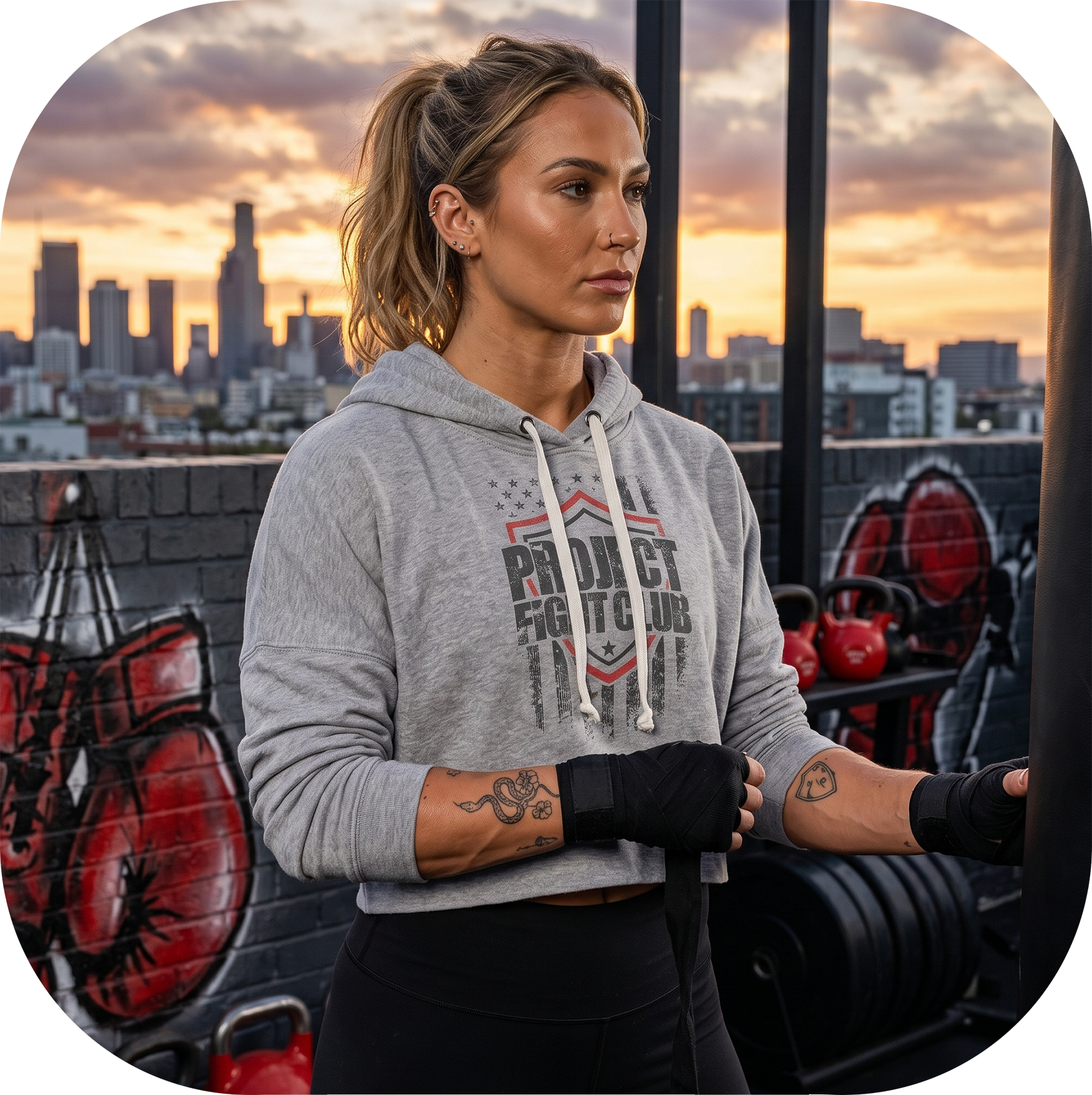 TRIBLEND GREY CROPPED HOODIE #2 - HONOR FIREFIGHTERS & EMTs