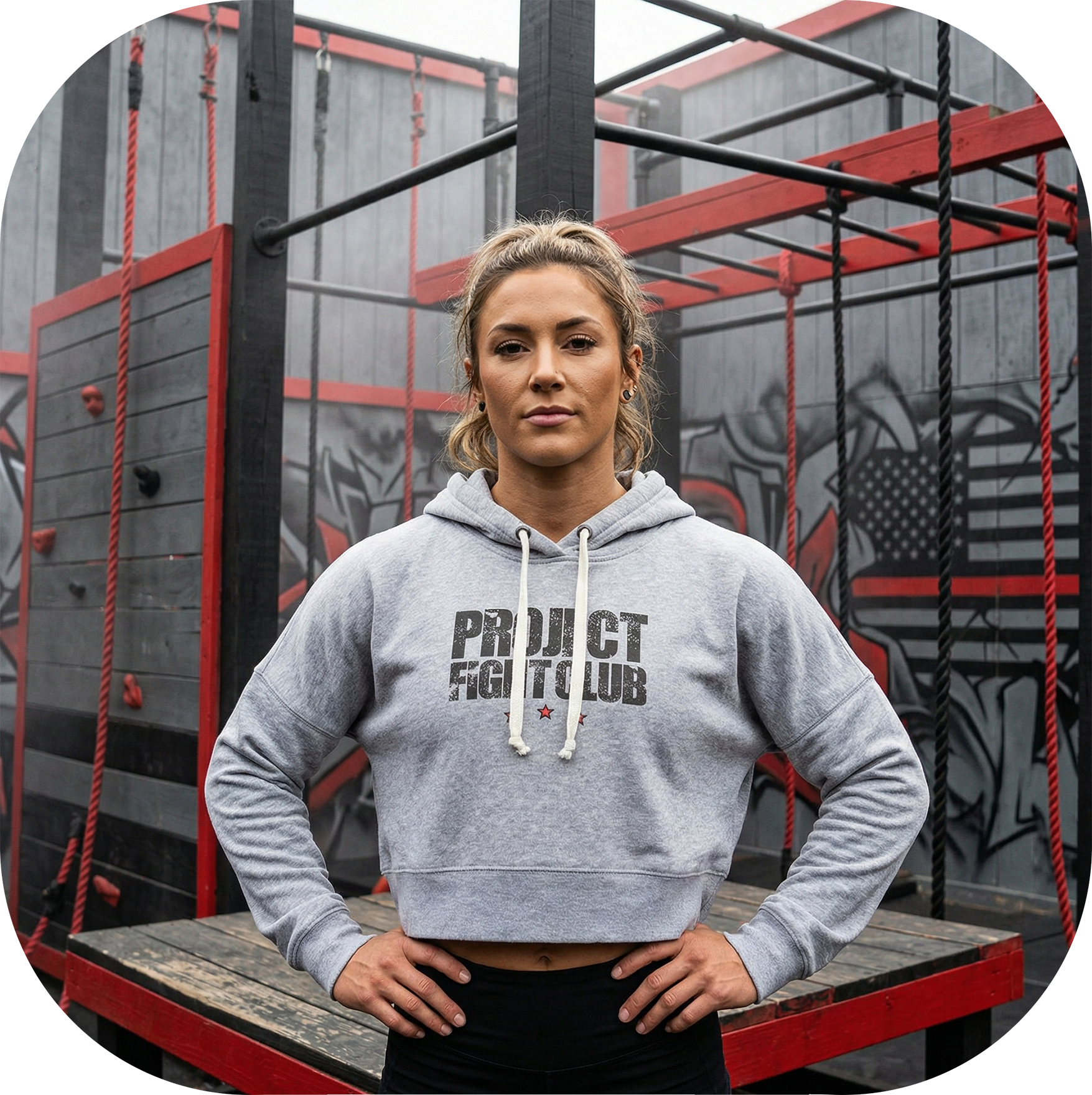 WOMENS GREY CROPPED HOODIE #3 - HONOR FIREFIGHTERS & EMTs