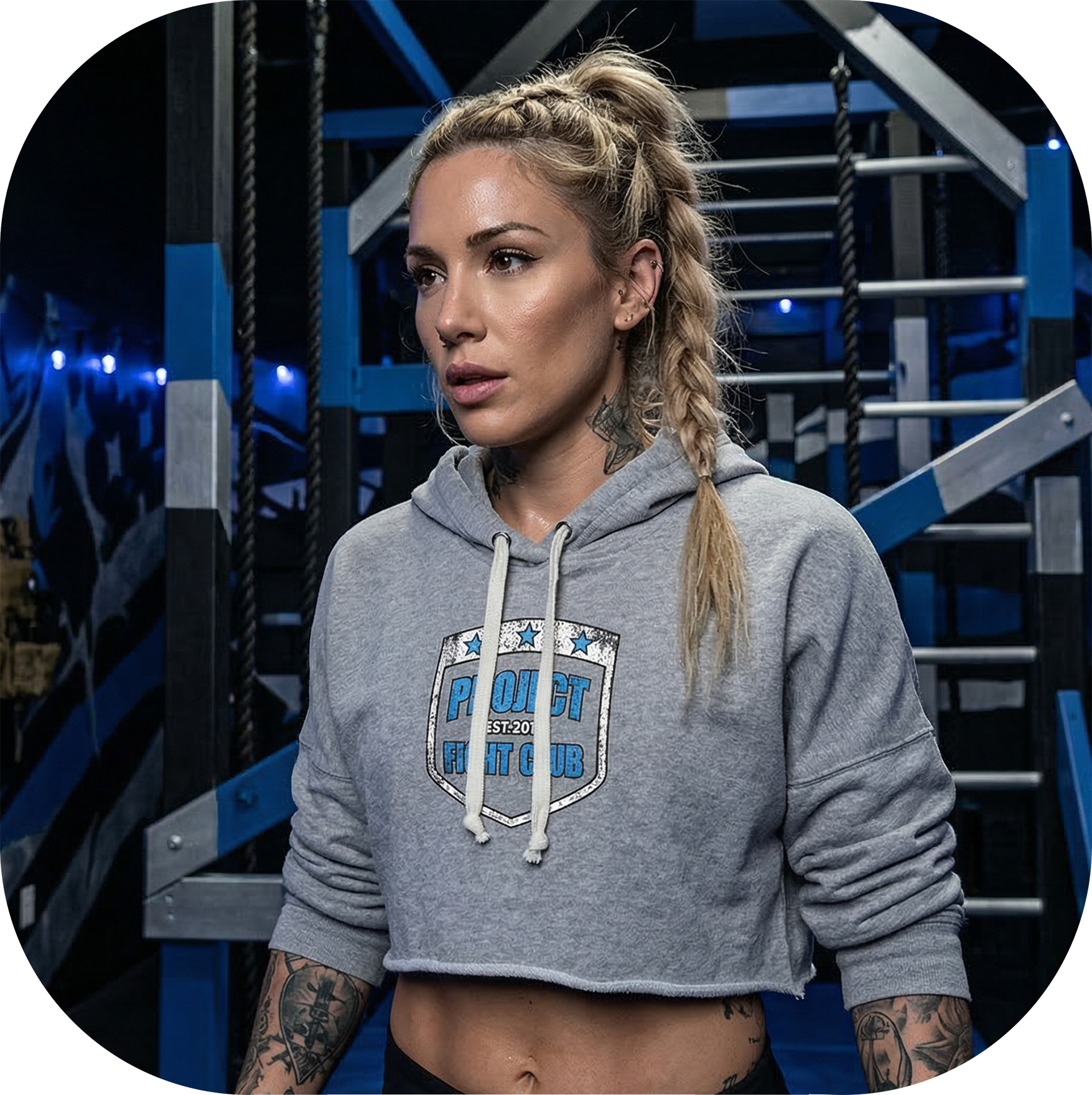 GREY TRI BLEND CROPPED HOODIE - SUPPORT POLICE