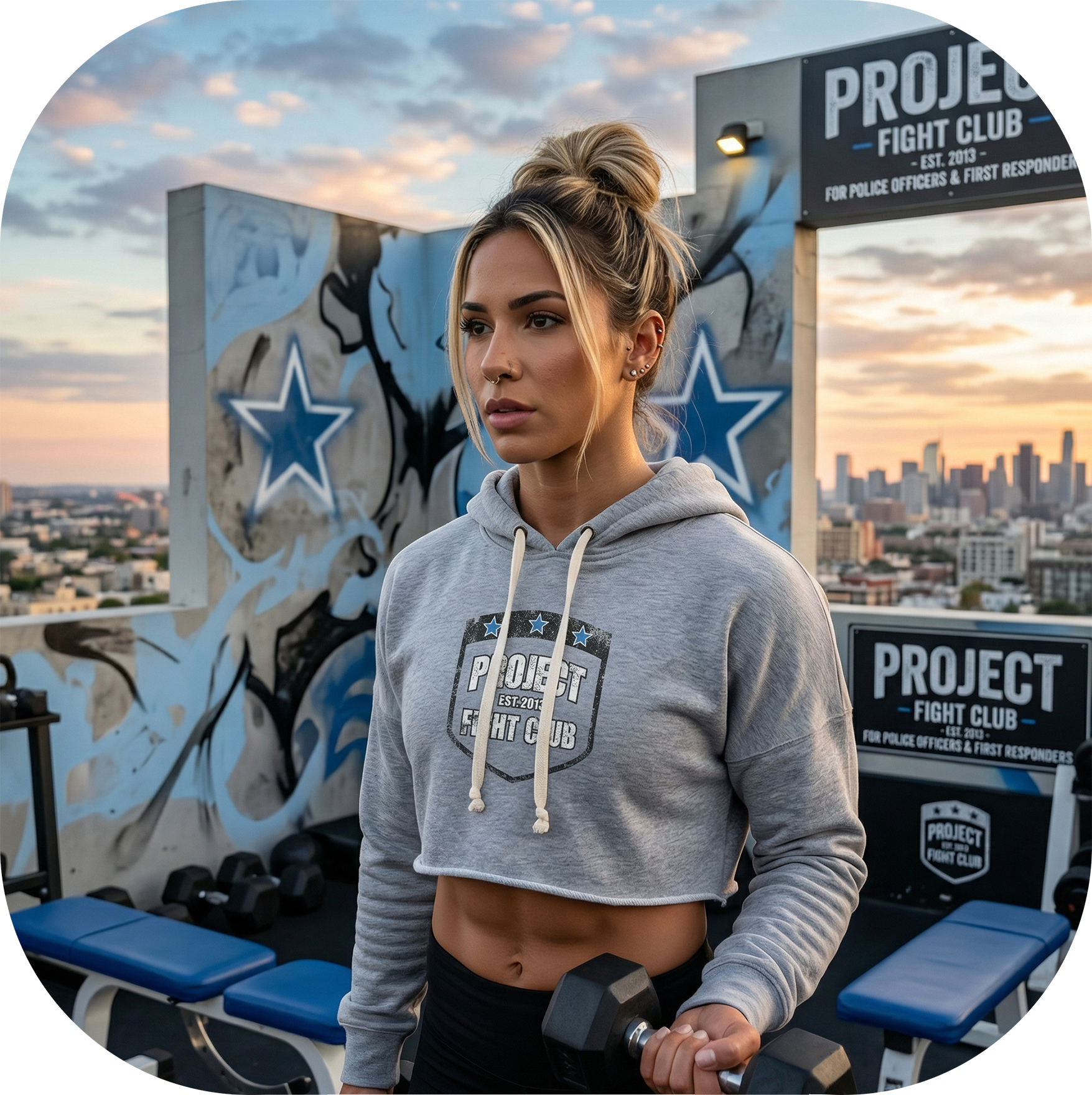 GREY TRI BLEND CROPPED HOODIE 4 - SUPPORT POLICE