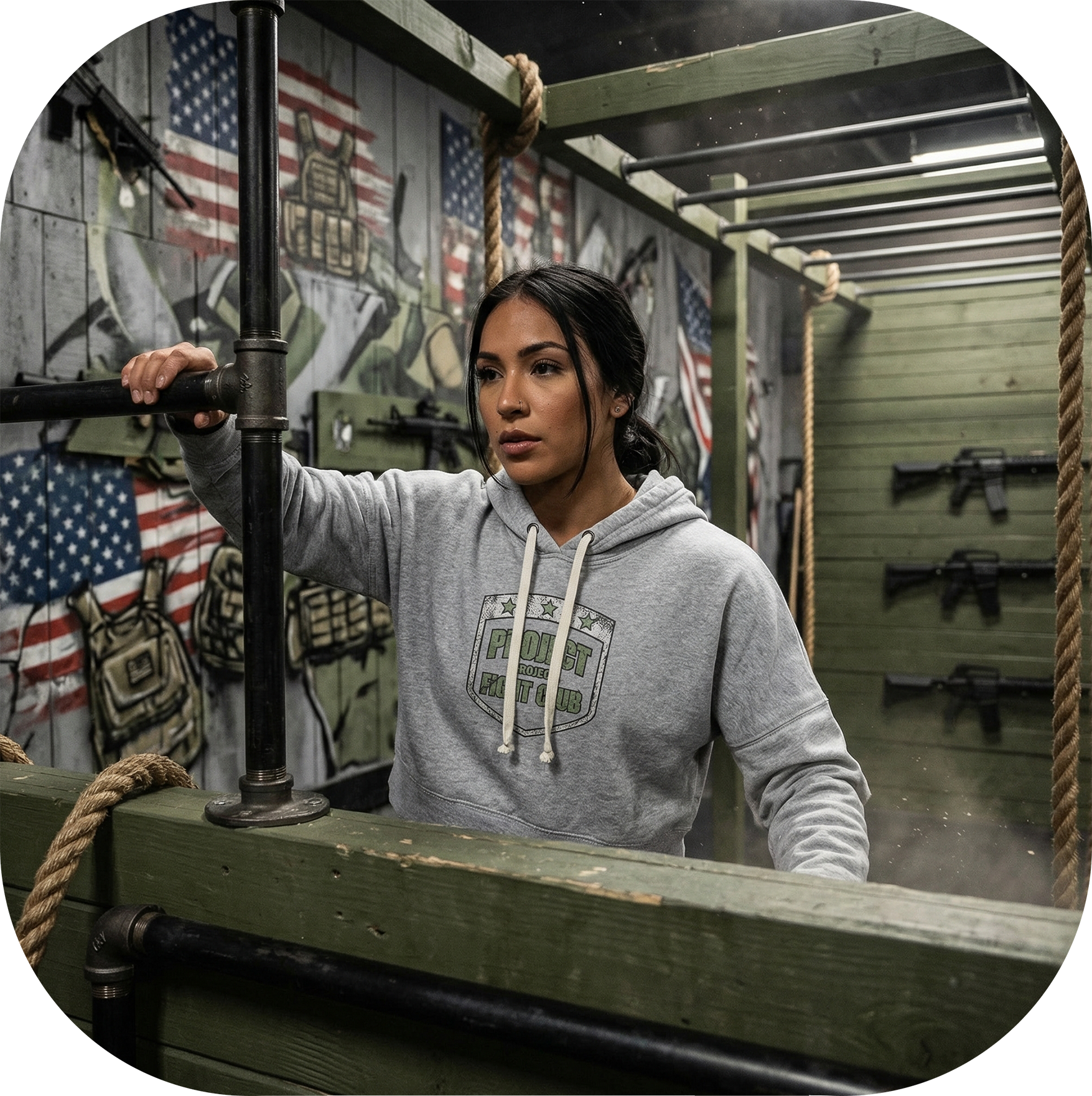 WOMENS GREY TRI BLEND CROP HOODIE - HONOR SOLDIERS & VETERANS