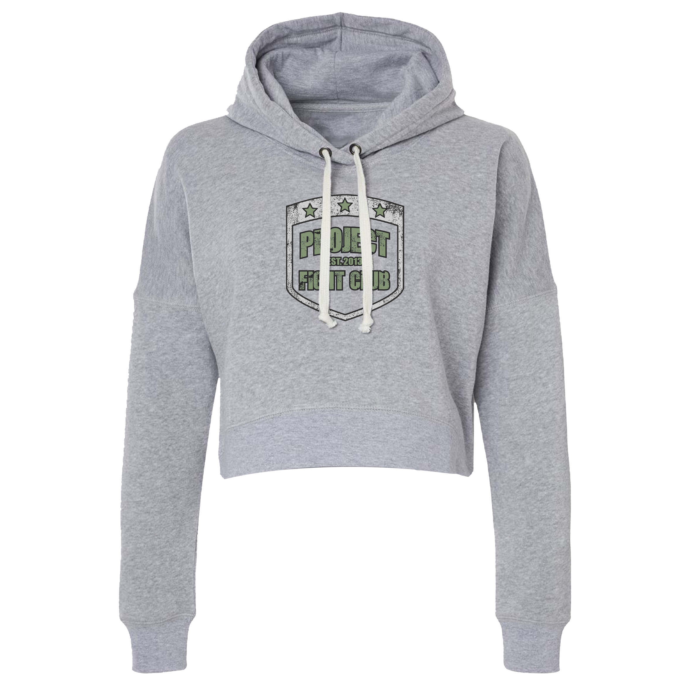 WOMENS GREY TRI BLEND CROP HOODIE - HONOR SOLDIERS & VETERANS