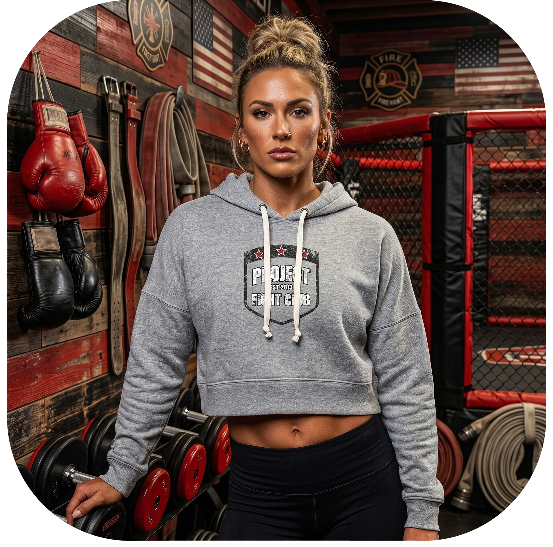 TRIBLEND GREY CROPPED HOODIE - HONOR FIREFIGHTERS & EMTs
